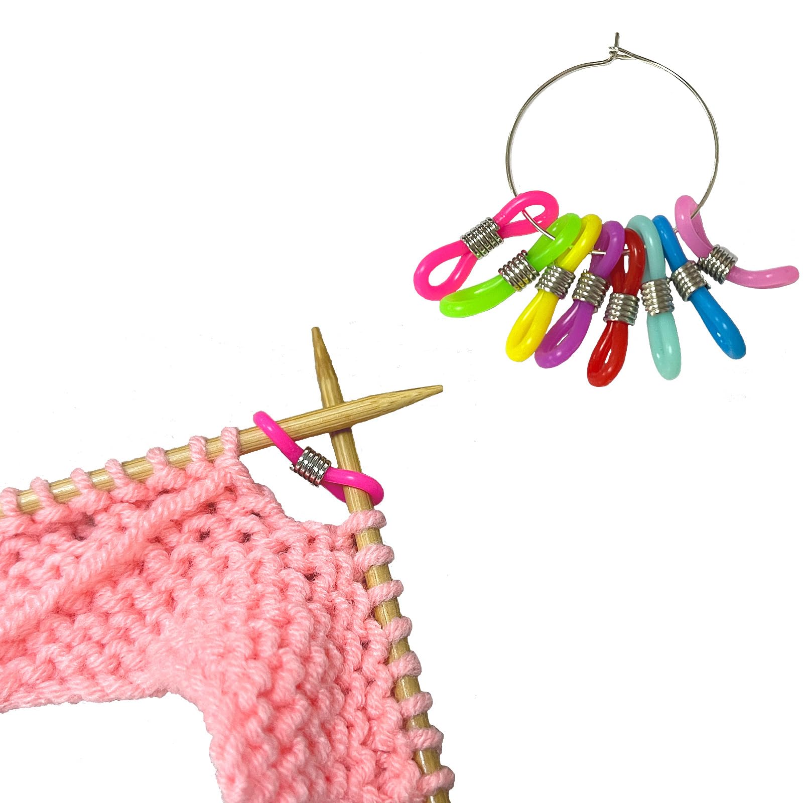 SPANSEE 8-Piece Knitting Needle Stoppers Set - Needle Huggers & Stitch Stoppers for Secure Knitting Projects | Crochet & Knitting Accessories | Perfect for Travel, Storage & Preventing Dropped Stitches