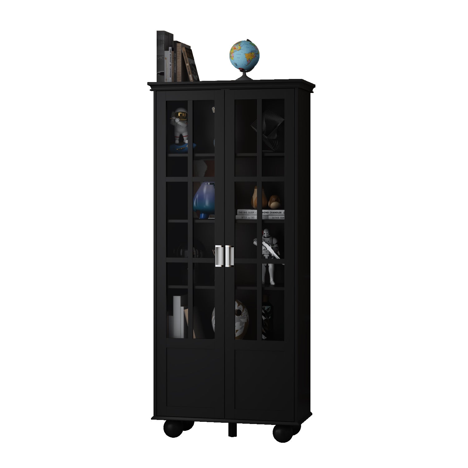 Glass Door Storage Cabinet with Adjustable Shelves - Perfect for Living Room, Bedroom, or Office Organization