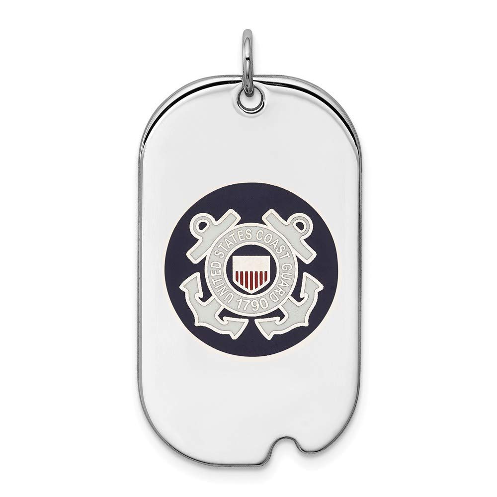 Authentic Sterling Silver US Coast Guard Dog Tag - Personalized Military Necklace for Men & Women - Perfect for Veterans, Active Duty & Patriotic Gifts