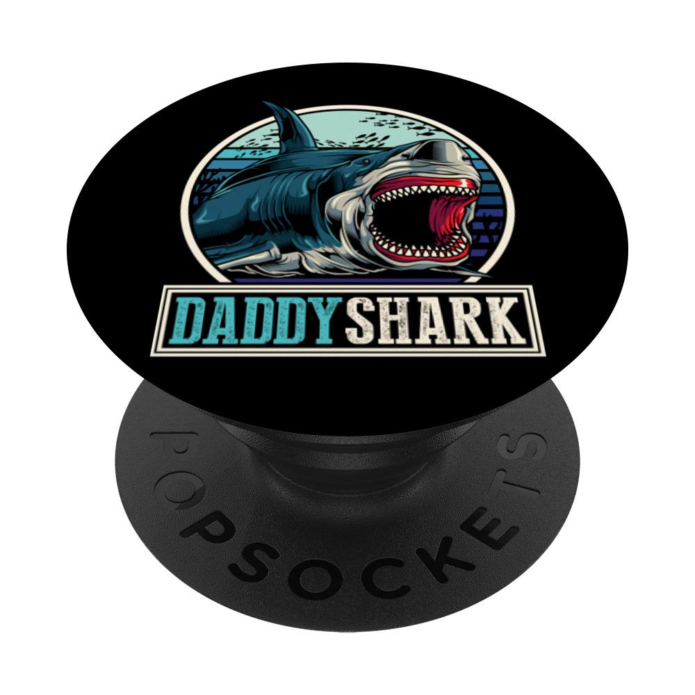 Predator Daddy Shark PopSockets PopGrip - Swappable Phone Grip for iPhone & Android, Cool Father's Day Gift for Dad Who Loves Sea Monsters & Shark Week | Perfect for Work Calls, Gaming & Outdoor Adventures