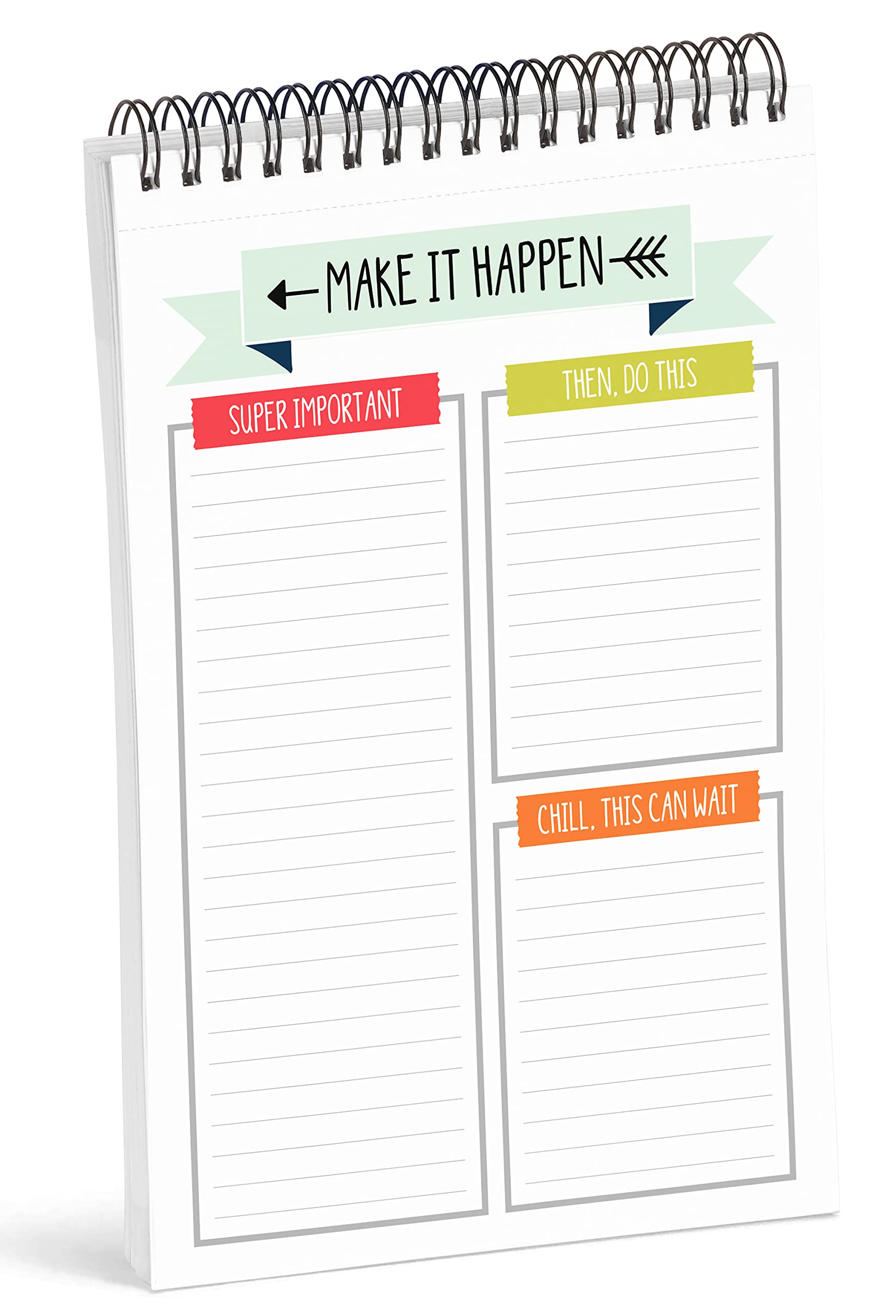 6” X 9” Spiral Notepad with Motivational Quotes - Elegant Daily Checklist Planner & Organizer - 50 Tear-Off Sheets for Office, School, and Home Productivity