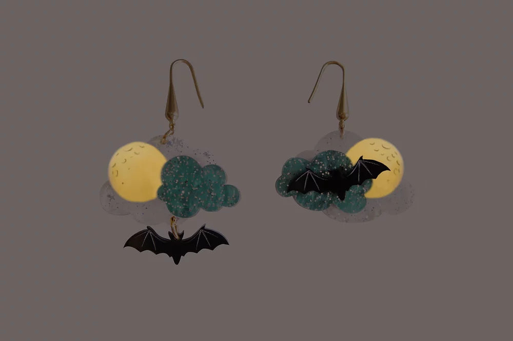 Laliblue Cloud with Bats Halloween Earrings - Spooky Gothic Jewelry for Women | Perfect for Halloween Parties, Cosplay & Gothic Fashion
