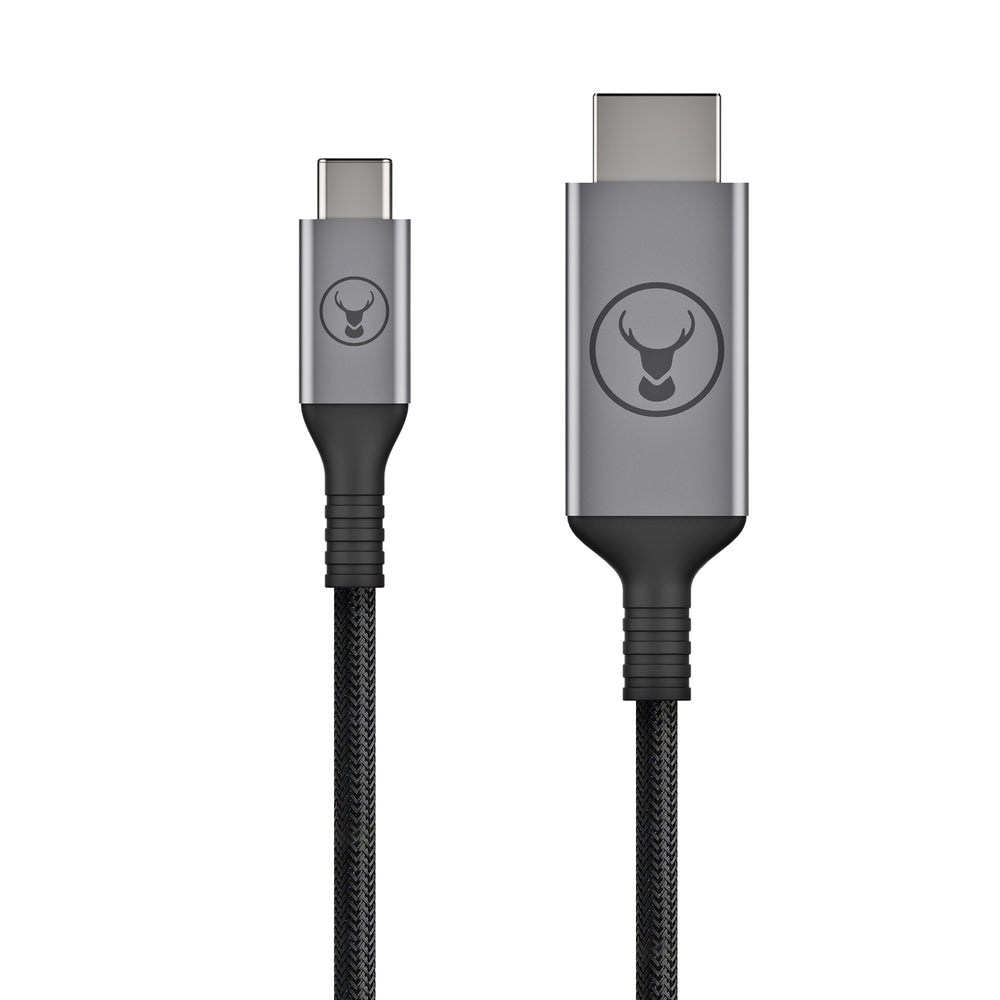 Bonelk USB C to HDMI Cable 6.6ft, 4K 60Hz High Speed Braided Cord for MacBook Pro/Air, iPad Pro, Samsung Galaxy - Durable & Long Life (Black/Space Gray) - Perfect for Home Office, Gaming & Presentations