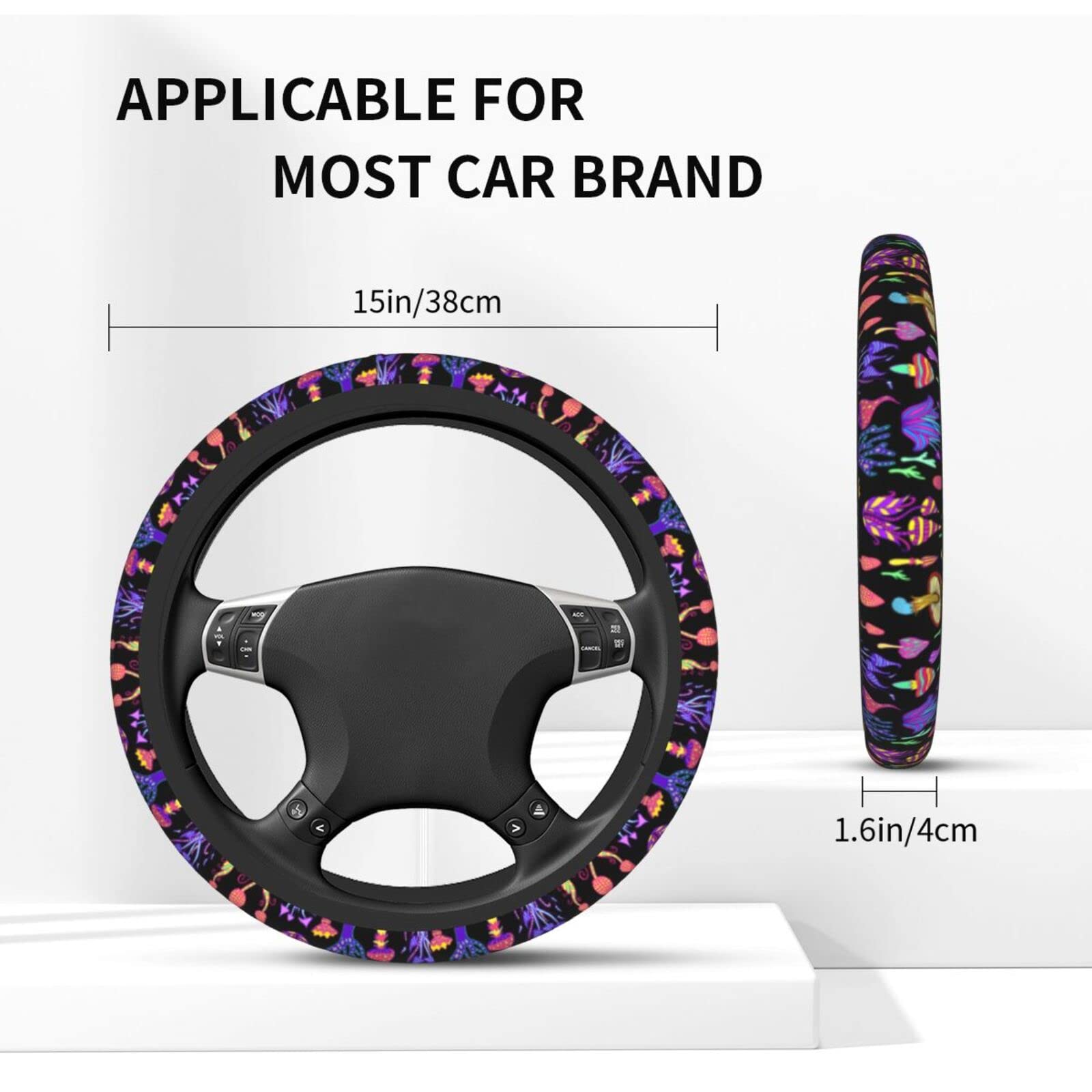 Non-Slip Neoprene Steering Wheel Cover - Universal 15 Inch Mushroom Design Car Accessory for Men & Women | Perfect for Daily Commute, Road Trips & All-Season Driving Comfort