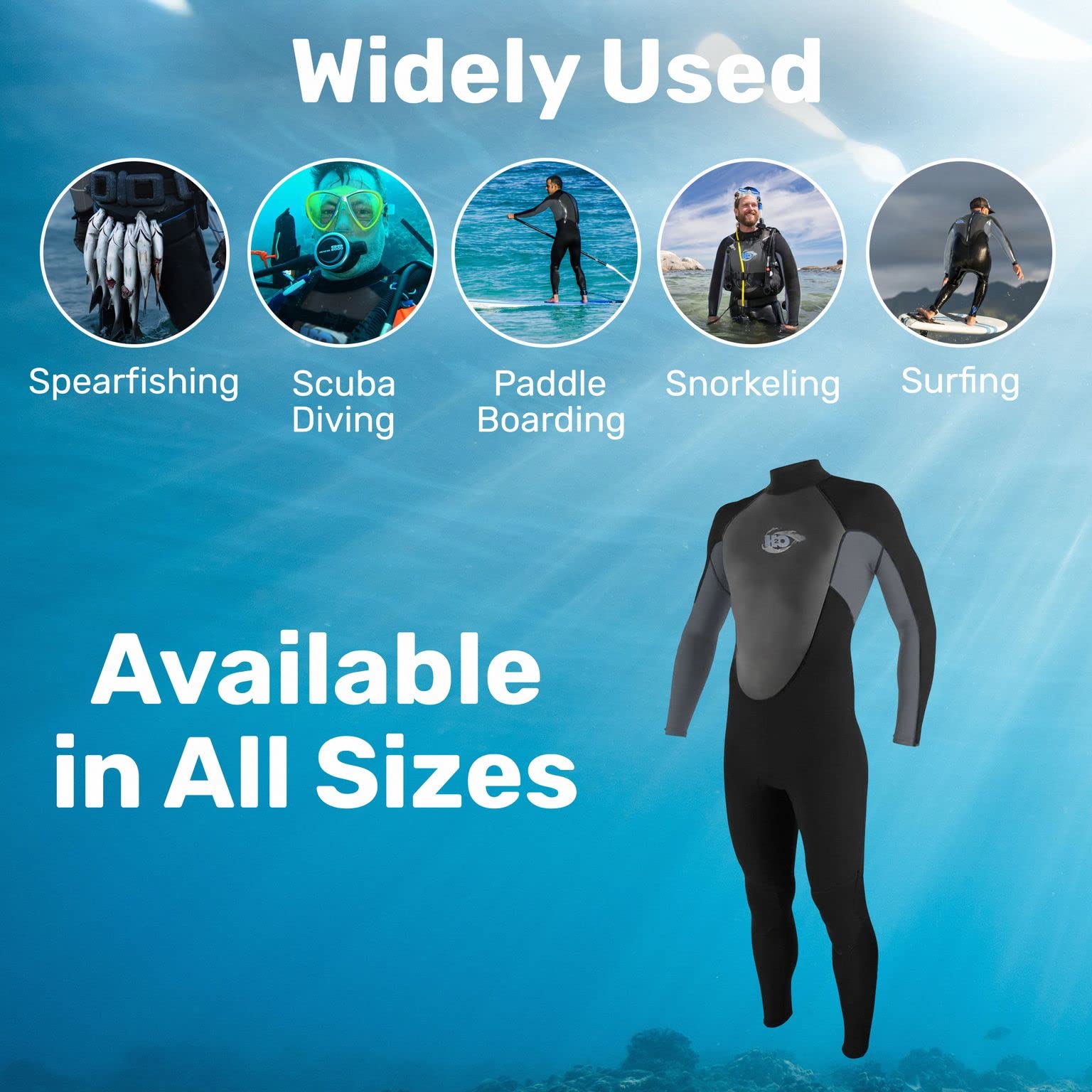 H2Odyssey 3/2mm Men's Vapor Back Zip Wetsuit - Long Sleeve Surfing & Scuba Diving Suit for Warm Water | Perfect for Surfing, Snorkeling, and Deep Sea Diving Adventures