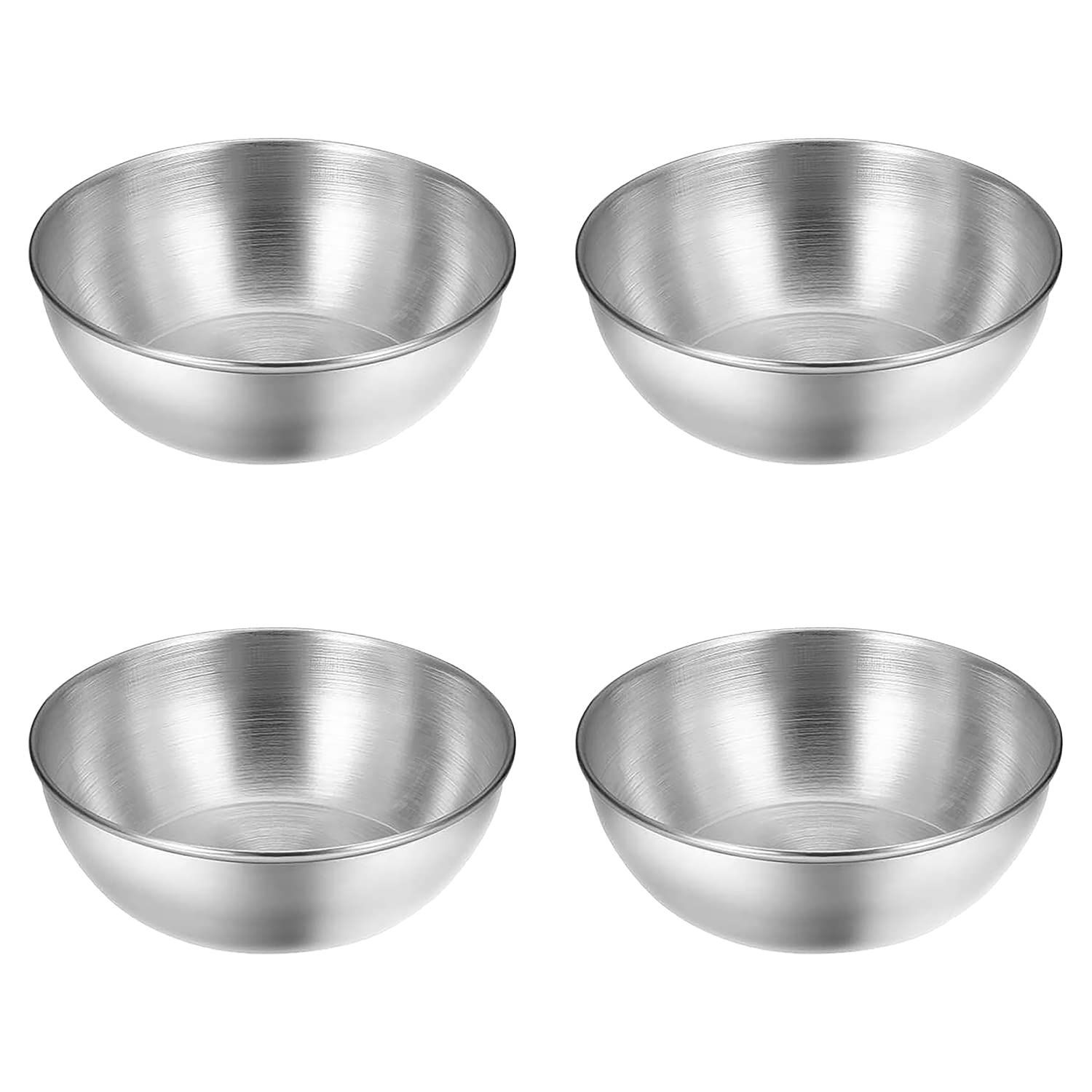 Premium Stainless Steel Sauce Bowls - 4-Piece Mini Round Seasoning Dishes for Sushi, Appetizers & Dipping | Durable Restaurant & Home Kitchen Supplies for Serving, Condiments & Party Plating