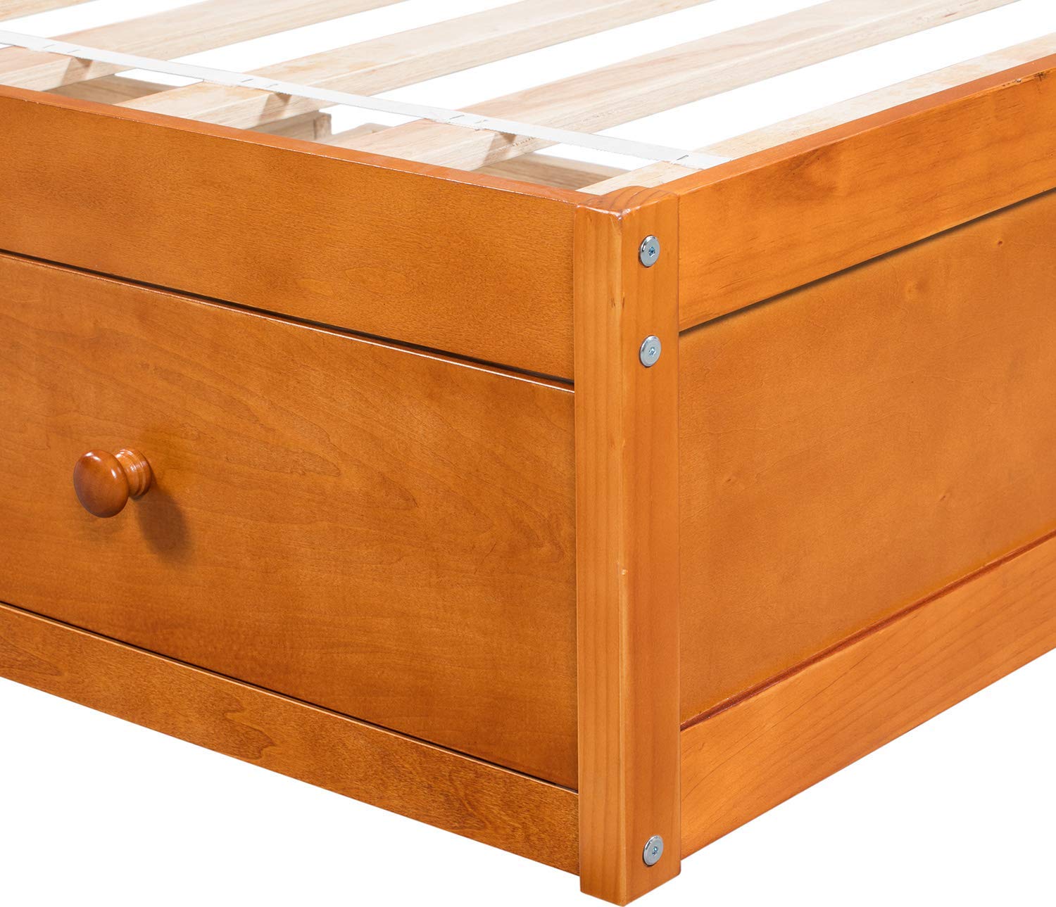 Rhomtree Twin Size Storage Platform Bed Frame with 3 Drawers - Solid Oak Wood Captain Bed for Small Spaces | Perfect for Kids Rooms, Guest Bedrooms & Studio Apartments
