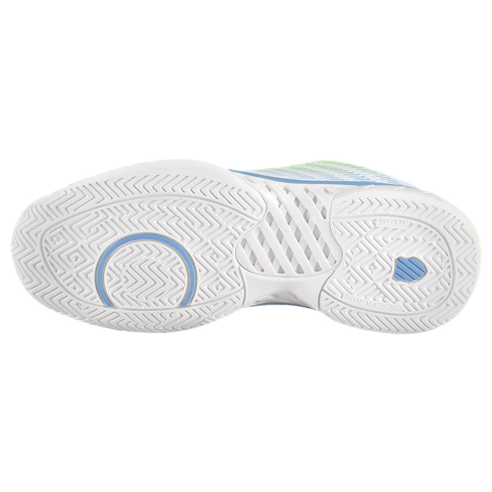 K Swiss Women's Hypercourt Express 2 Tennis Shoes - Lightweight & Breathable Sneakers for Women in Lucent White/Dutch Canal | Perfect for Court Sports, Gym Workouts & Casual Wear