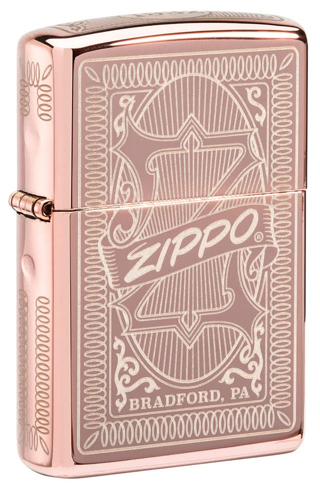 Zippo Reimagine Rose Gold Pocket Lighter - Windproof Refillable Metal Lighter for Outdoor Camping, Hiking & Everyday Carry (EDC)