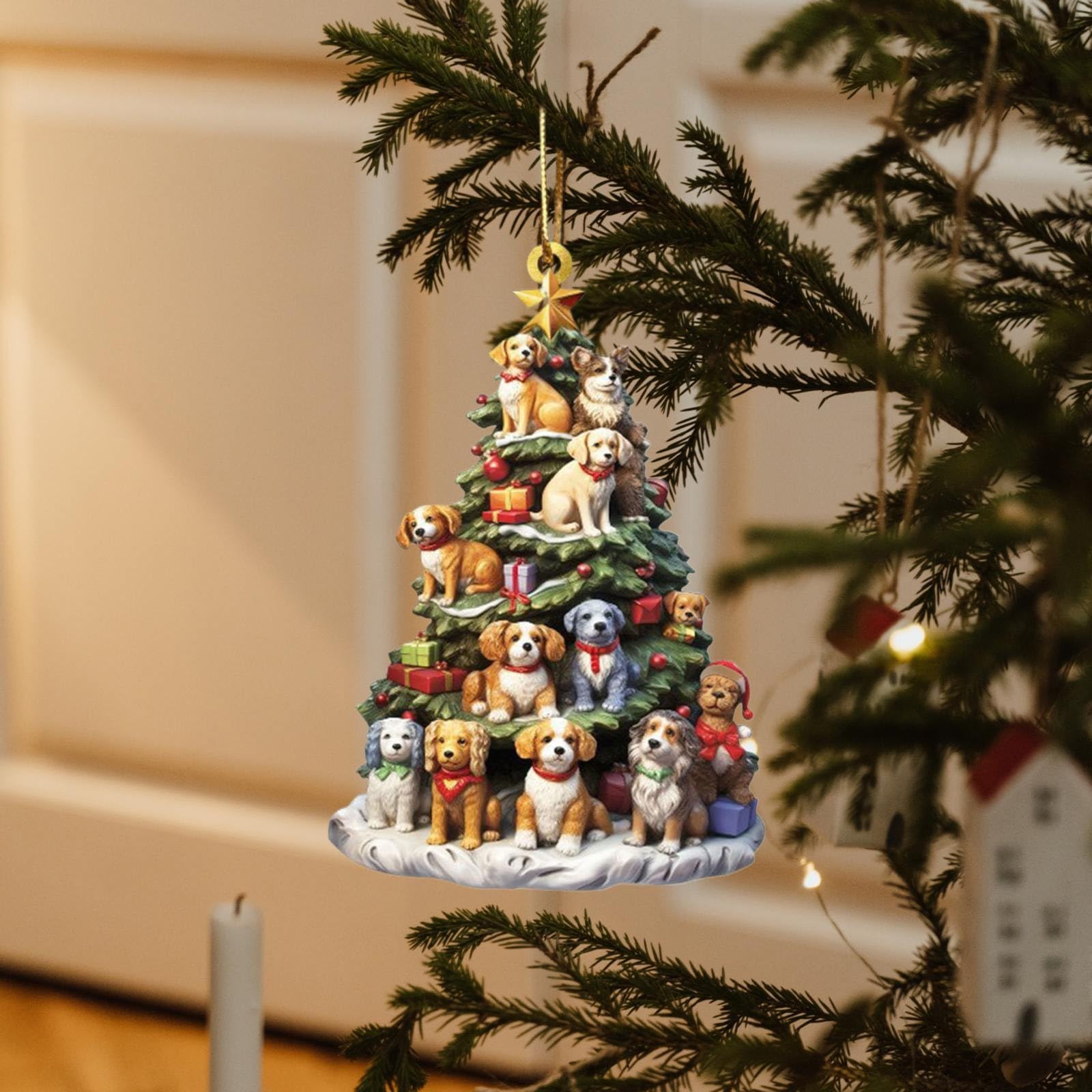 Christmas Tree Bookshelf Pendant - Acrylic Book Ornament for Book Lovers | Holiday Decor