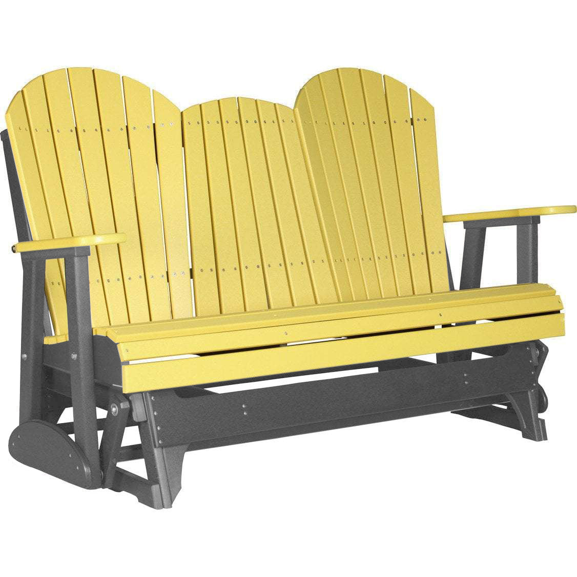 LuxCraft 5 ft. Yellow Recycled Plastic Adirondack Outdoor Glider Chair - Perfect for Patio, Garden, Poolside & Backyard Relaxation