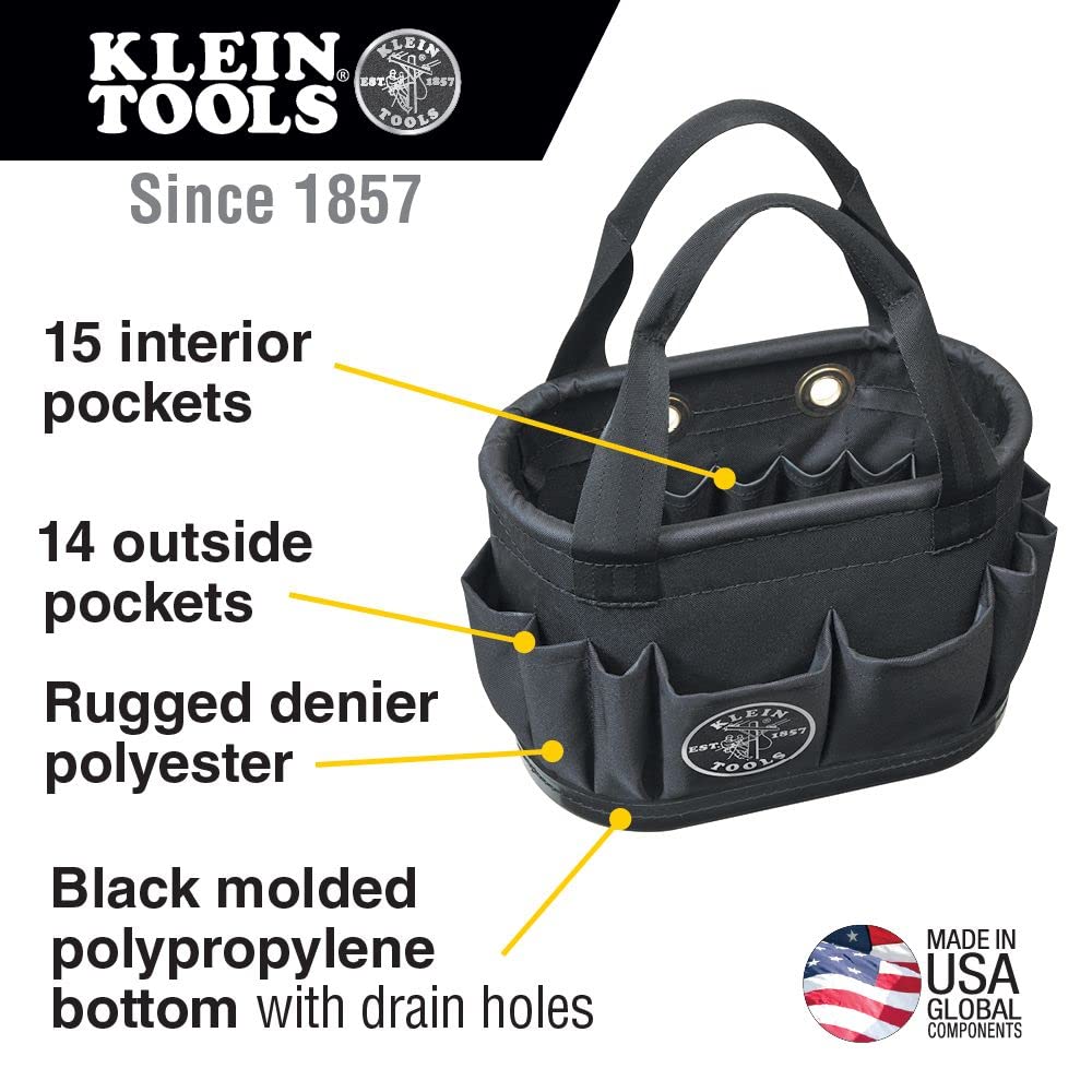 Klein Tools Oval Tool Bucket with Mini Tool Bucket Set - Durable Organizer for Electricians, Plumbers & DIY Projects | Perfect for Job Sites, Workshops & Home Repairs
