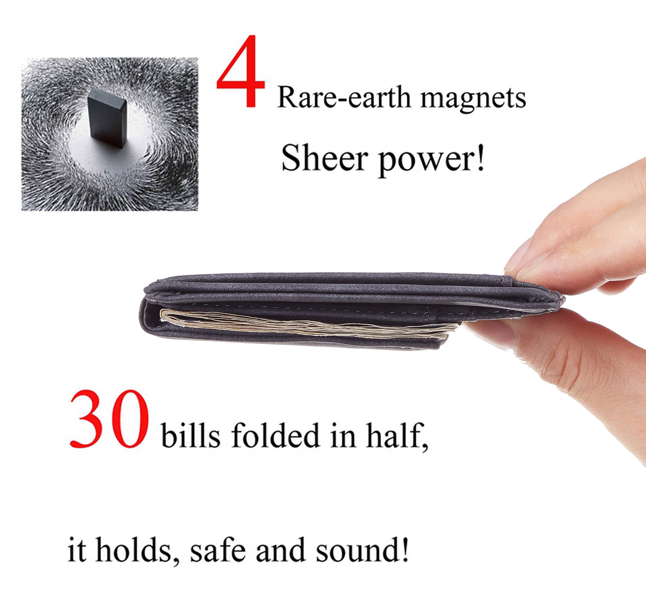 Slim Minimalist Leather Wallet for Men with Magnetic Money Clip - RFID Blocking Credit Card Holder - Front Pocket Wallet for Cash & Cards - Perfect for Travel, Business & Everyday Carry