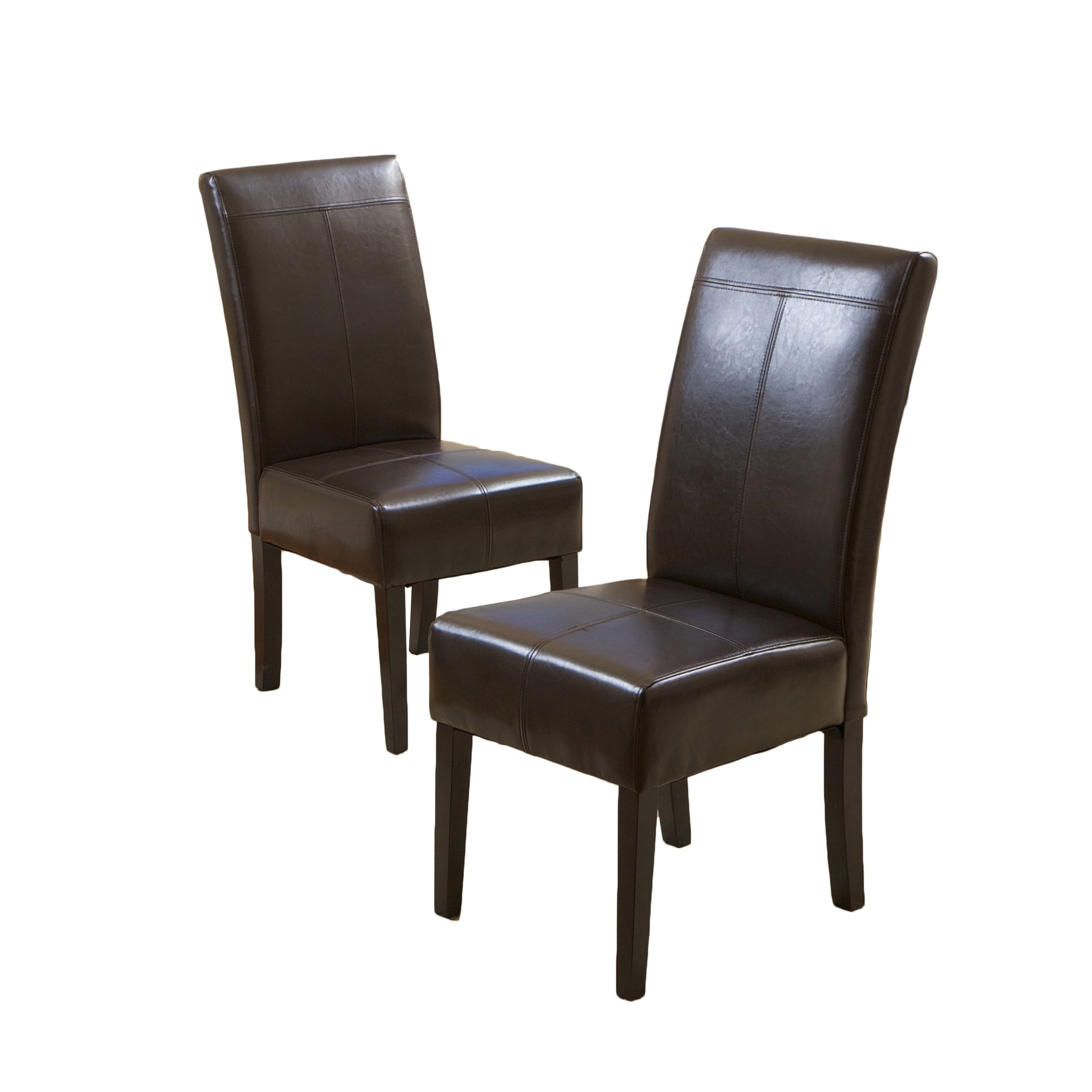 Christopher Knight Home Emilia Chocolate Brown Leather Dining Chairs Set of 2 - Modern PU Leather Upholstered Side Chairs for Kitchen, Dining Room, Office, and Restaurant