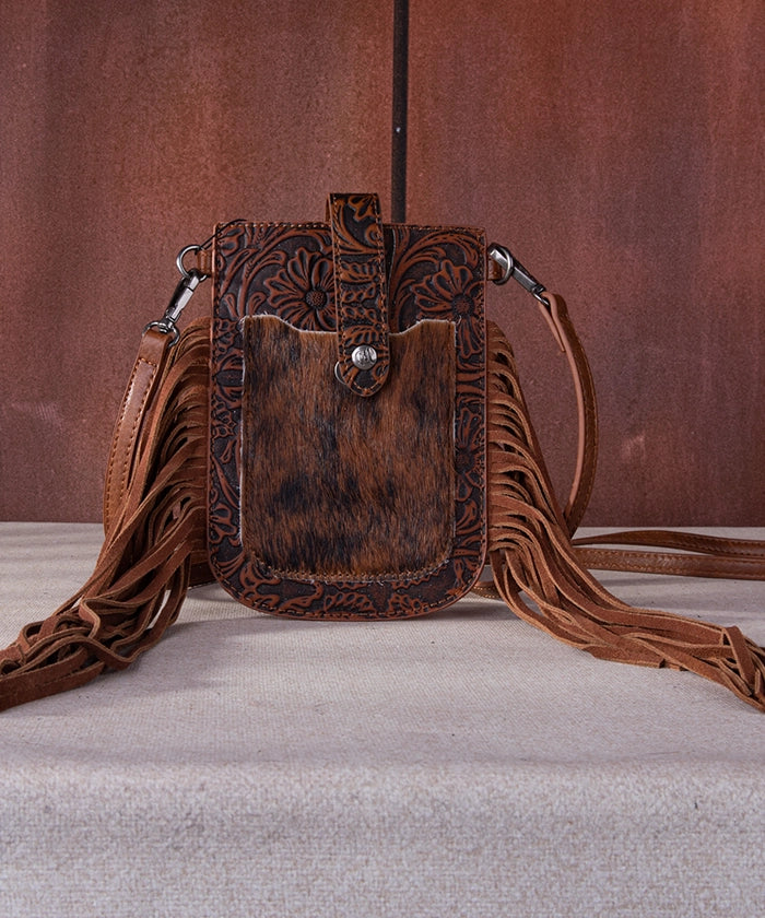 Montana West Genuine Cowhide Fringe Crossbody Phone Purse - Stylish Leather Wallet Case for iPhone & Android - Perfect for Concerts, Shopping & Night Out