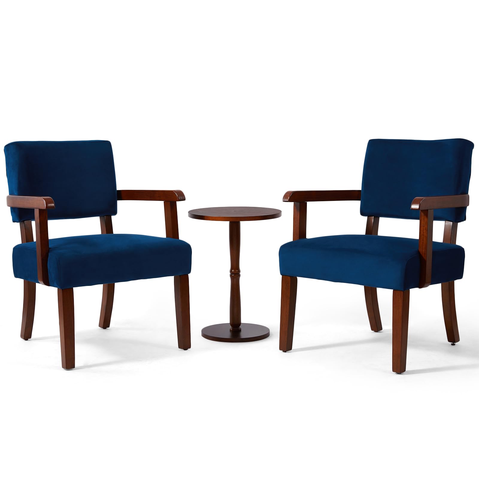 2-Piece Velvet Accent Chair Set with Side Table - Navy Blue Soft Seating for Living Room, Bedroom, Reading Nook & Waiting Areas - Comfortable Armchairs with Plush Cushions for Relaxation & Home Decor