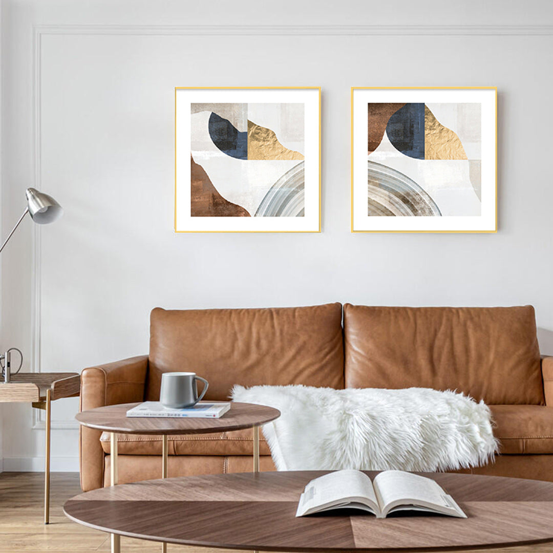 WA 03 Wall Art Set of 2 - 39x39 Inches Modern Canvas Paintings for Living Room & Bedroom Decor - Perfect for Home & Office Interior Design