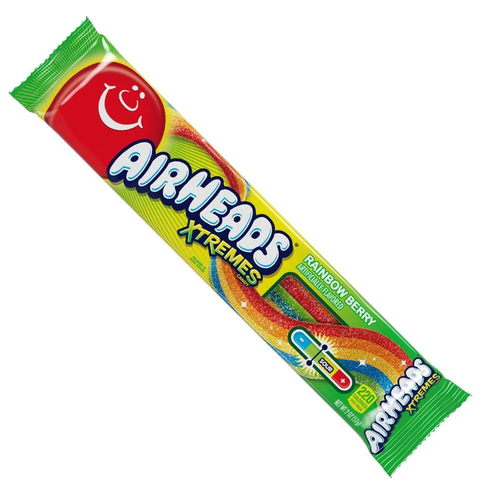 Airheads Xtreme Rainbow Berry Sour Candy - 18 Count Box | Bulk Sour Candy for Parties, Halloween Treats & Office Snacks