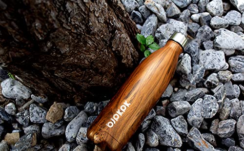 BJPKPK 25oz Stainless Steel Insulated Water Bottle - Keeps Drinks Cold for 24 Hours & Hot for 12 Hours - Wood Ice Blue - Perfect for Hiking, Gym, Office & Outdoor Activities