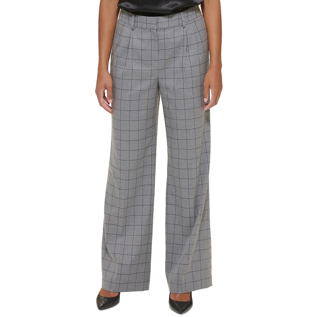 Calvin Klein Women's Petite Wide Leg Business Dress Pants - Gray (2-Pack) | Professional Office Wear & Formal Attire for Work & Business Meetings