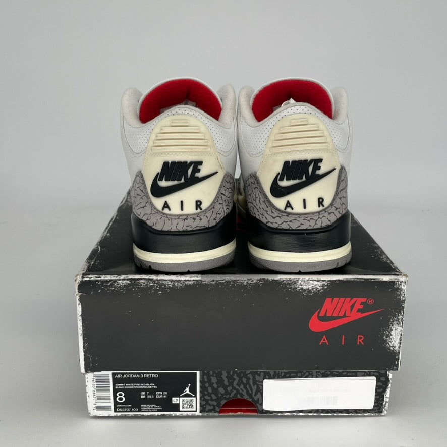 Original Air Jordan 3 White Cement Reimagined Retro Sneakers - Men's Size 8 / Women's Size 9.5W (DN3707-100) - Authentic Basketball Shoes for Streetwear & Casual Outfits