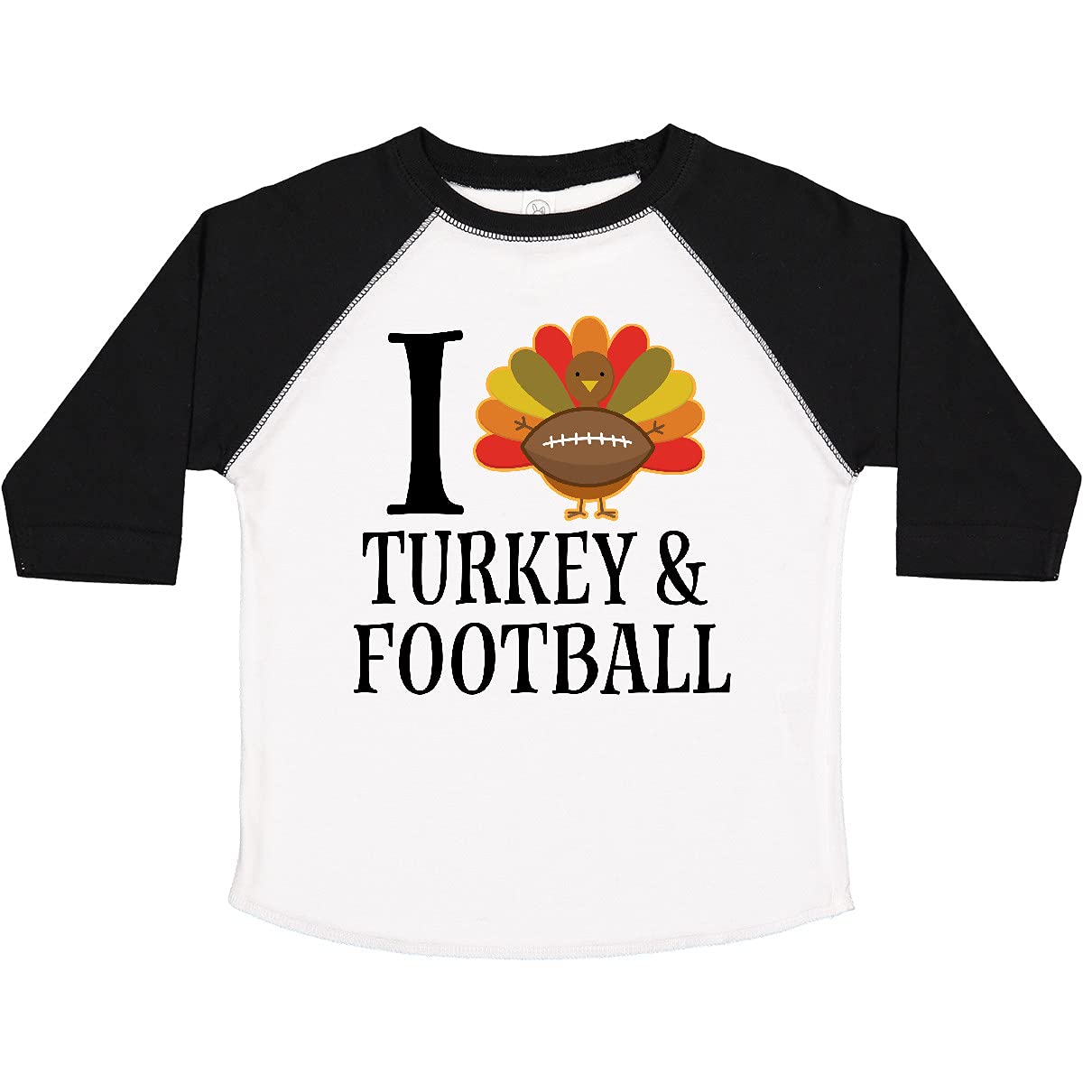 Inktastic Thanksgiving Day I Love Turkey and Football Toddler T-Shirt | Cute Holiday Outfit for Kids | Perfect for Family Gatherings & Football Games