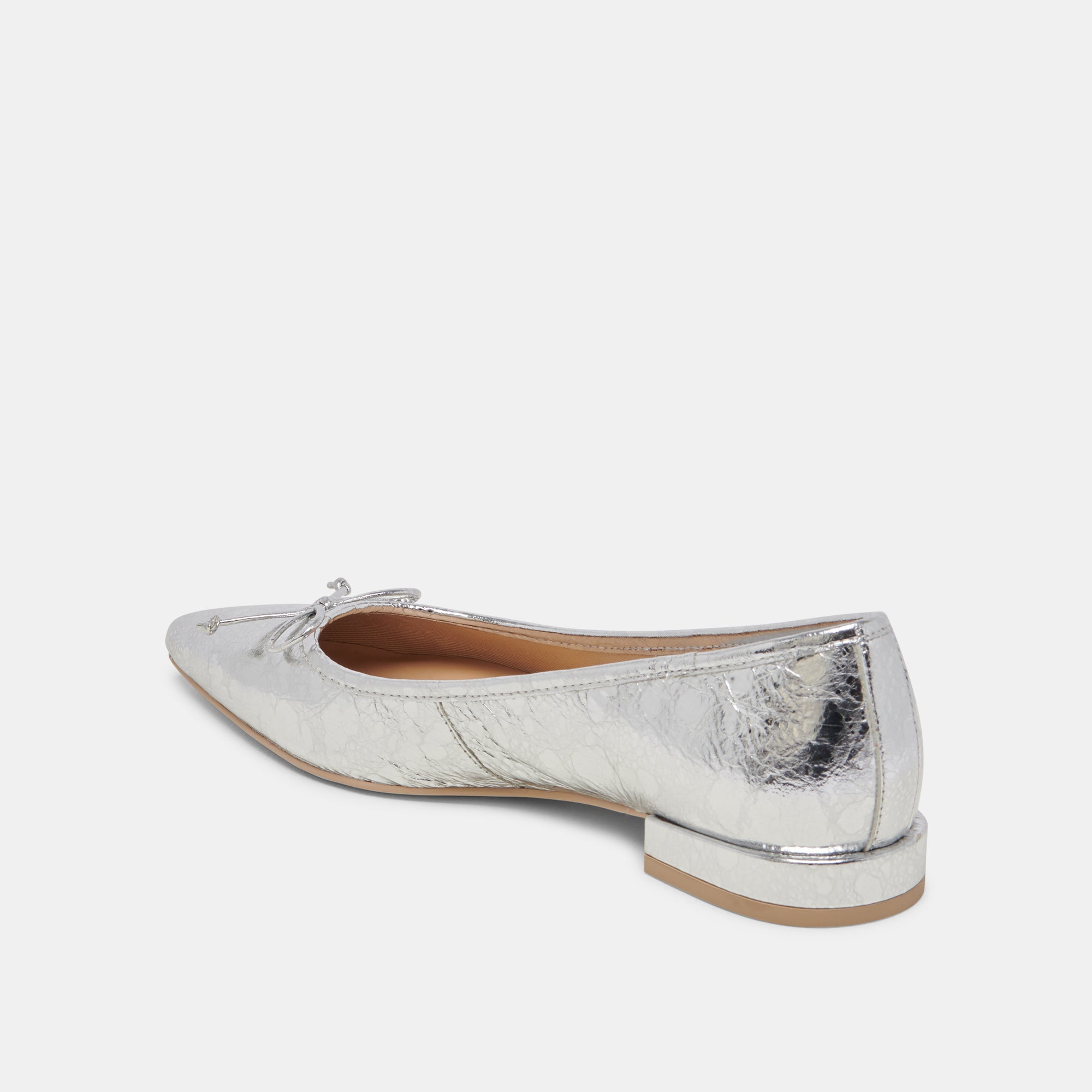 PALANI Women's Ballet Flats - Silver Distressed Leather Comfortable Slip-On Shoes for Casual Wear, Work & Travel