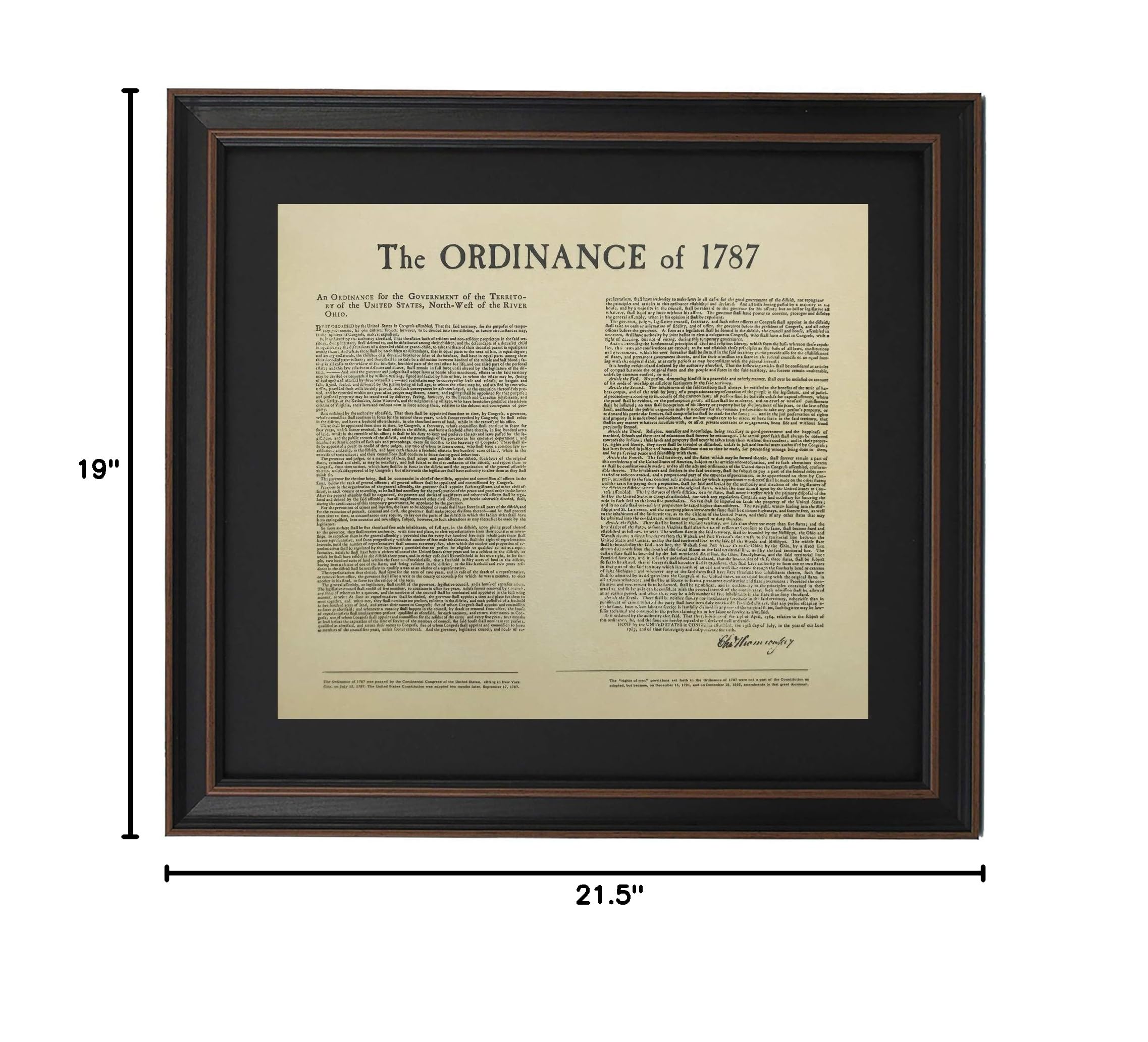 Framed Ordinance of 1787 Replica - Authentic Historical Document Display - Handmade in USA - Perfect Gift for History Enthusiasts & Home Office Decor