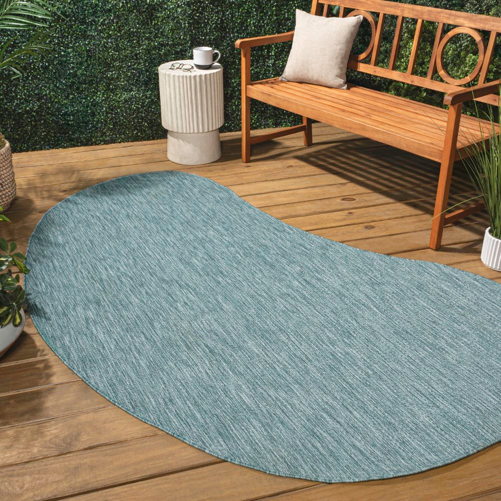 Evan Modern Rustic Organic Curve Indoor/Outdoor Area Rug - Soft Bohemian Style Jute Rug for Living Room, Bedroom, Patio & Deck Decor