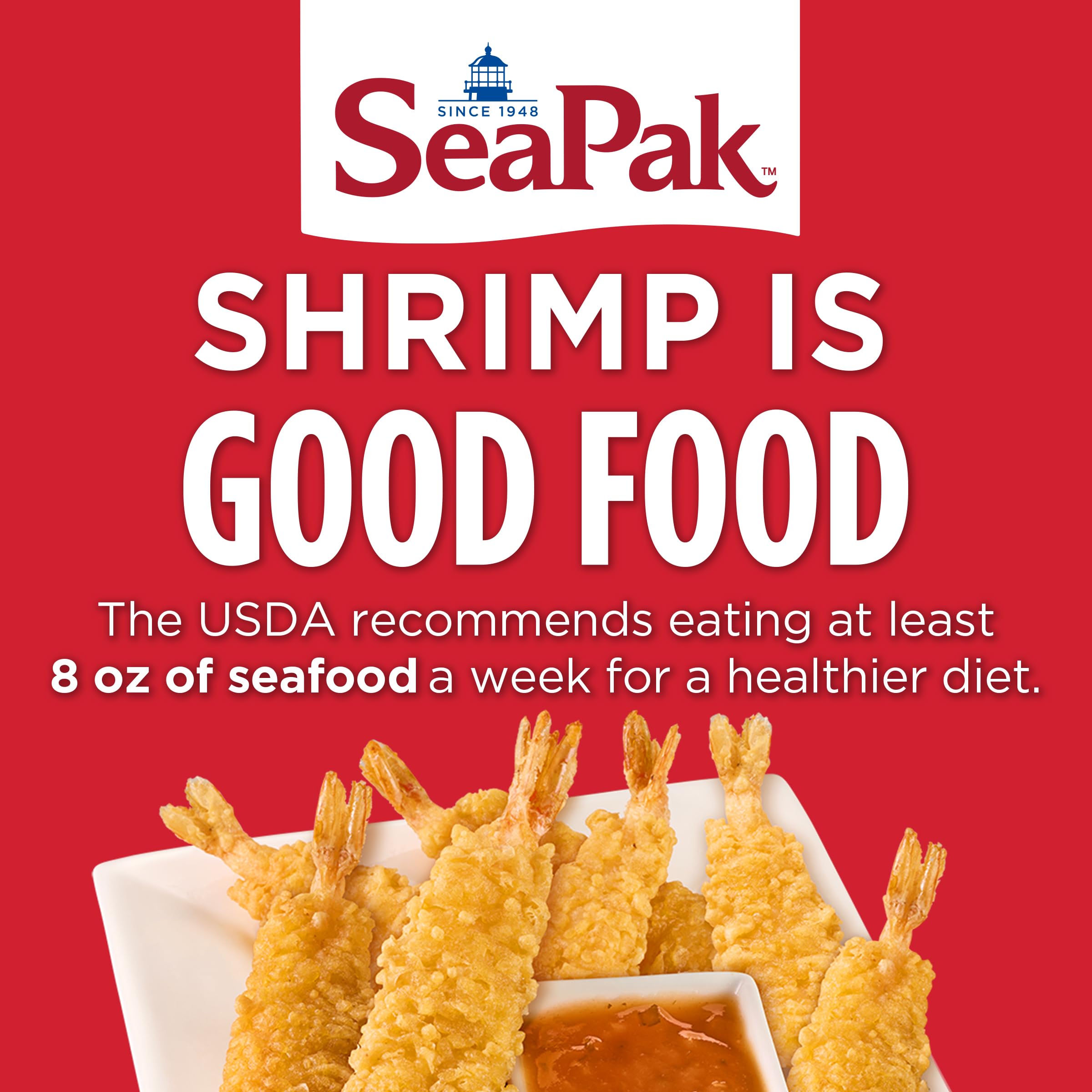 SeaPak Tempura Shrimp - Crispy Battered Frozen Shrimp with Sweet & Spicy Orange Dipping Sauce (8.2 oz) | Perfect for Appetizers, Party Snacks & Quick Meals