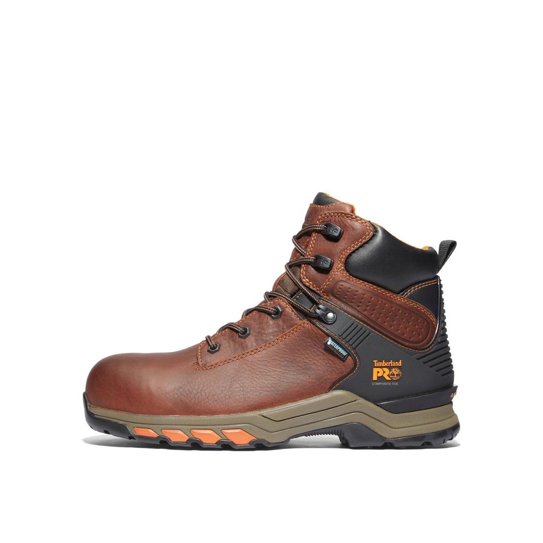 Hypercharge 6 Inch Composite Toe Waterproof Work Boots for Men - Brown Safety Shoes for Construction, Warehouse & Outdoor Work