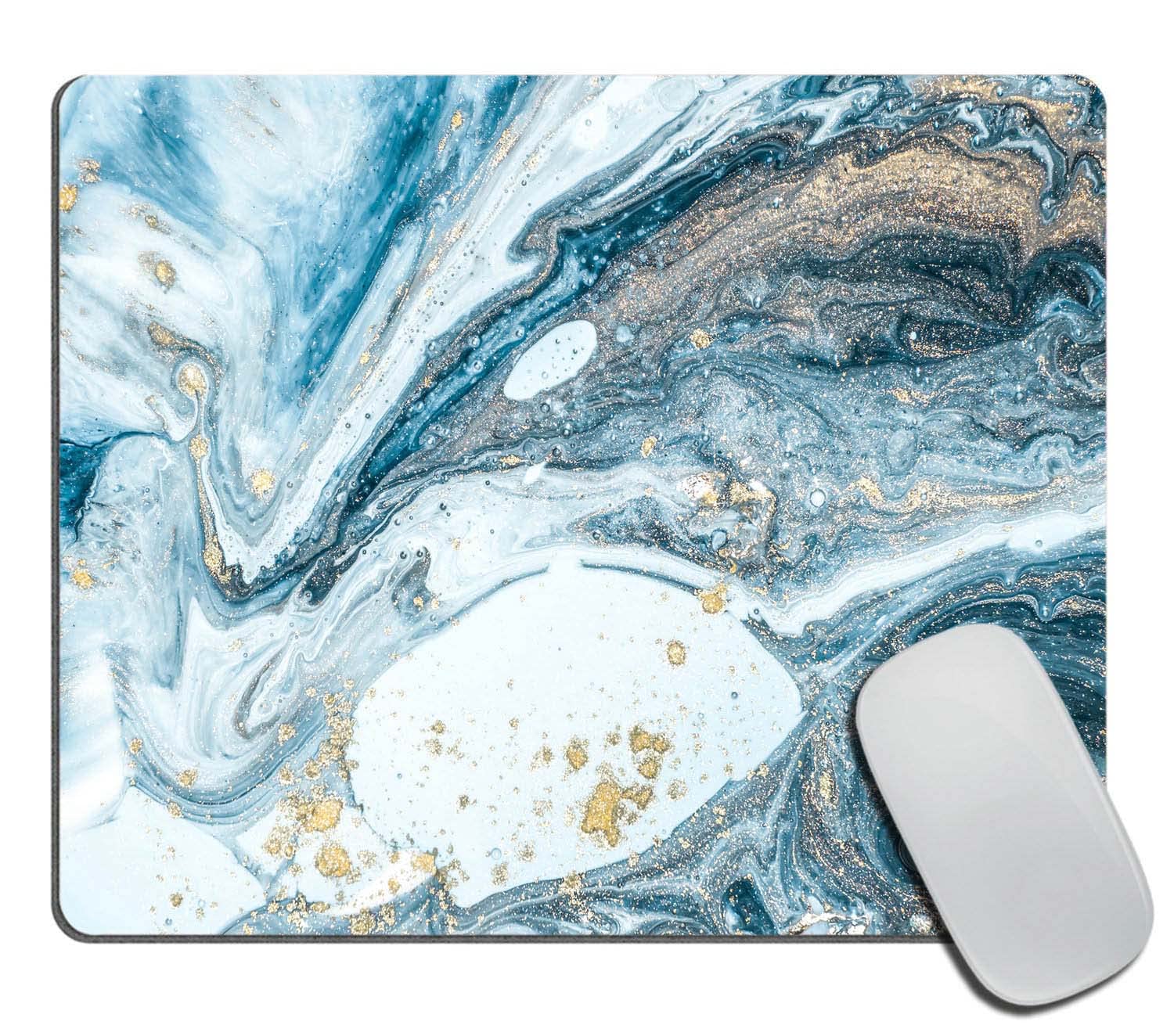 Premium Abstract Blue Swirls Marble Mouse Pad - Non-Slip Rubber Base, Washable Square Cloth Surface for Office & Laptop Use - Perfect for Wireless Mouse, Computer Desks & Gaming Setups
