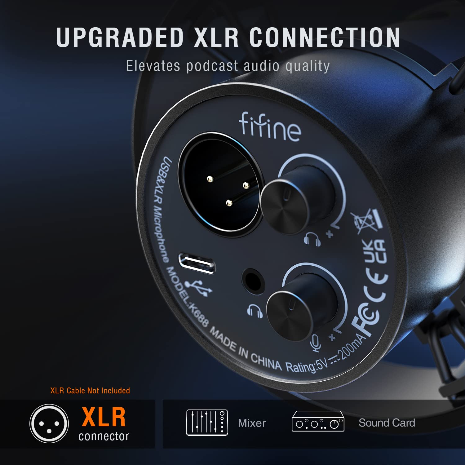 FIFINE Gaming Headset with Detachable Microphone - Over-Ear Wired Headphones with Noise Cancellation for PC, PS4, PS5, Xbox, Switch | USB/XLR Podcast Mic for Streaming, Gaming & Voice Recording (H3+K688 Bundle) - Perfect for Esports, Live Streaming & Home Studio Recordings
