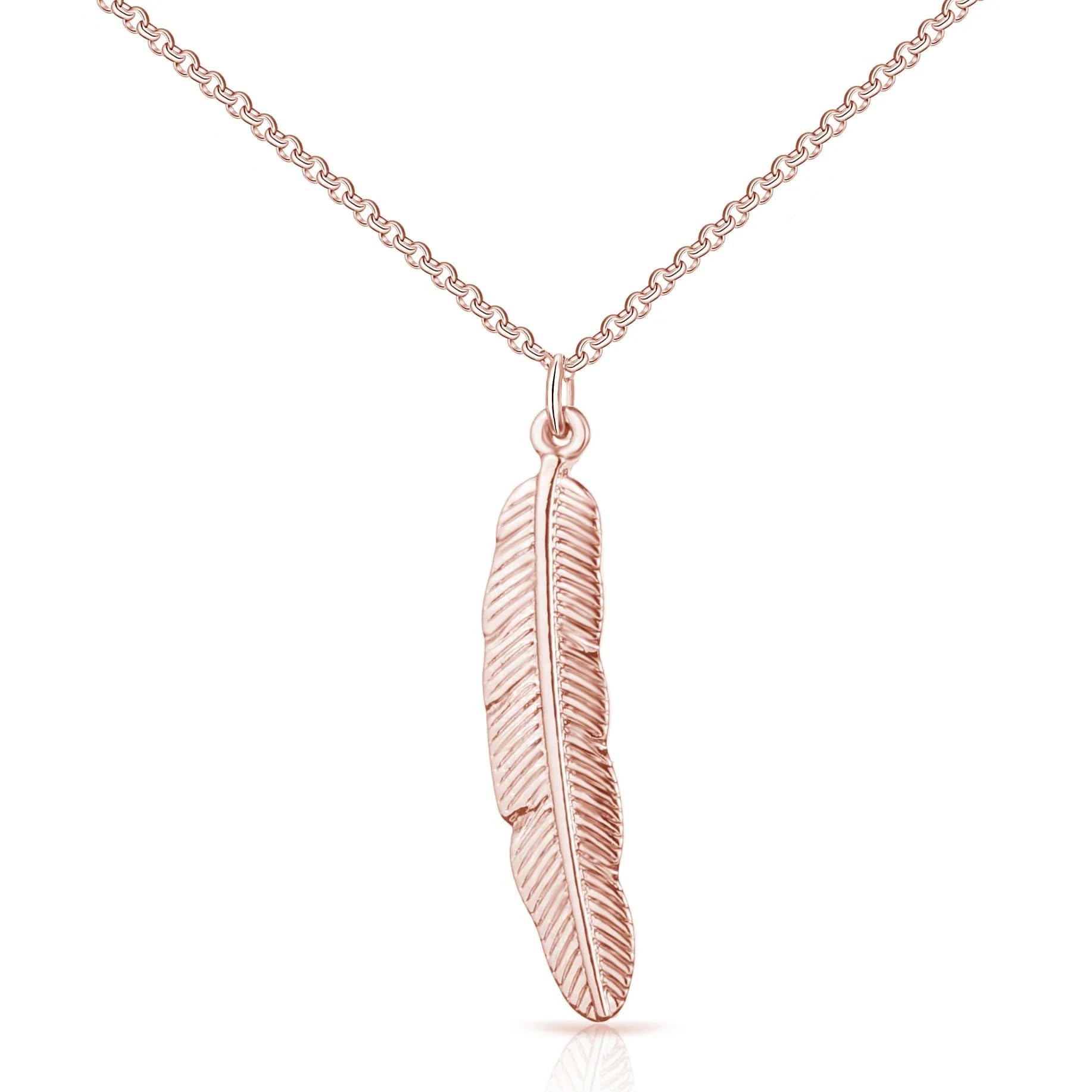 Philip Jones Rose Gold Plated Feather Pendant Necklace for Women - Elegant Layering Jewelry Gift for Birthday, Anniversary & Valentine's Day | Perfect for Casual Wear, Date Night & Special Occasions