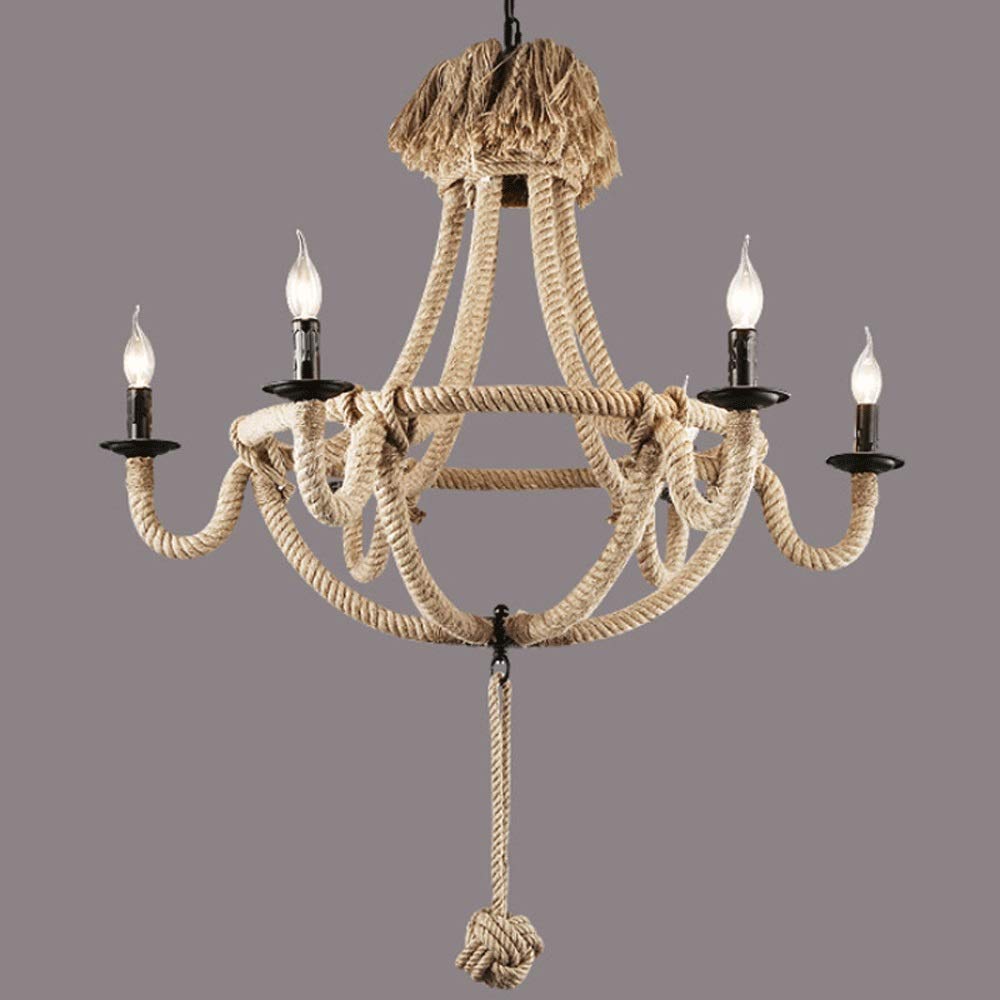 Vintage Industrial Hemp Rope Pendant Light - Retro Machine Country Loft Lighting for Coffee Shops, Restaurants & Bars | Nordic Classic Creative Nostalgic Lamp for Home & Commercial Decor