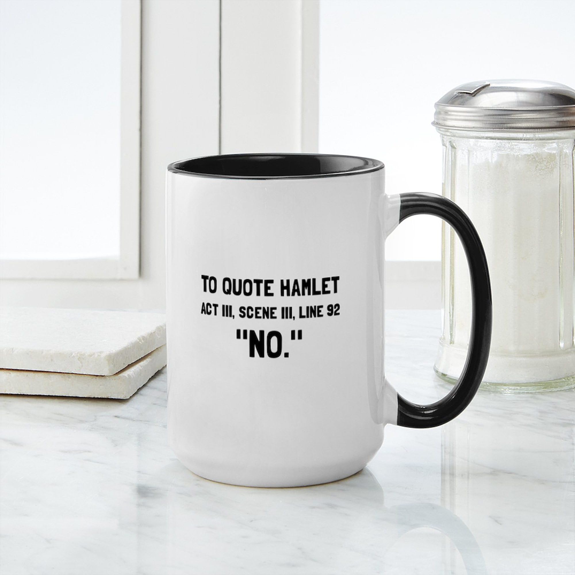 Hamlet Quote Ceramic Coffee Mug 15 oz (444 ml) - Shakespeare Inspired Gift for Writers & Book Lovers - Perfect for Tea, Coffee & Office Use