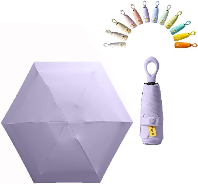 Mini Compact Travel Umbrella for Women - Waterproof Lightweight Small Umbrella Fits in Purse & Pocket - Perfect for Rainy Days, Commuting, Travel & Outdoor Activities