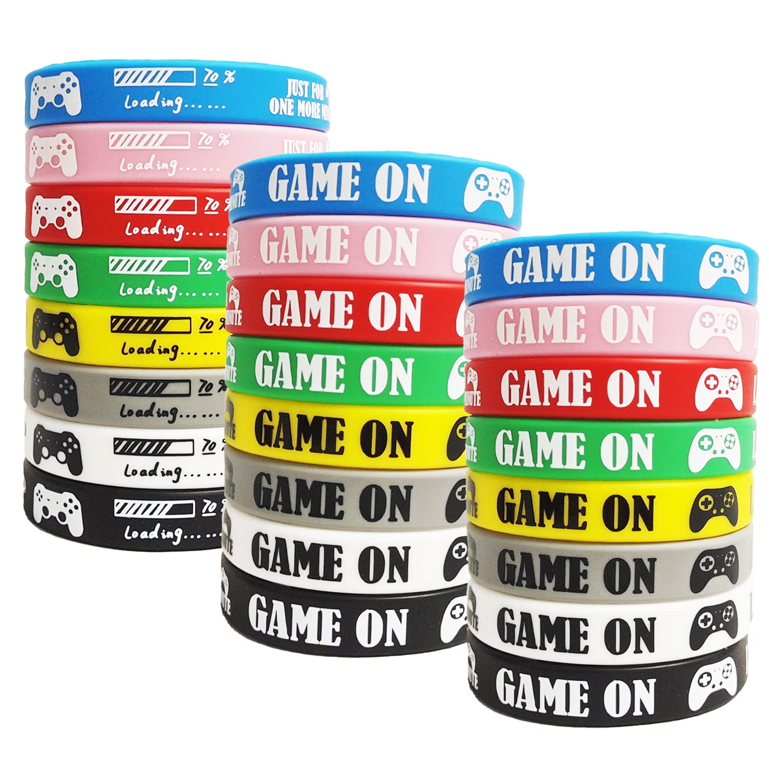 48-Pack Video Game Themed Rubber Bracelets - Controller Design Silicone Wristbands for Gaming Parties, Birthday Decorations, Prizes & Goodie Bag Favors - Perfect for Cosplay, LAN Parties & Gamer Gifts