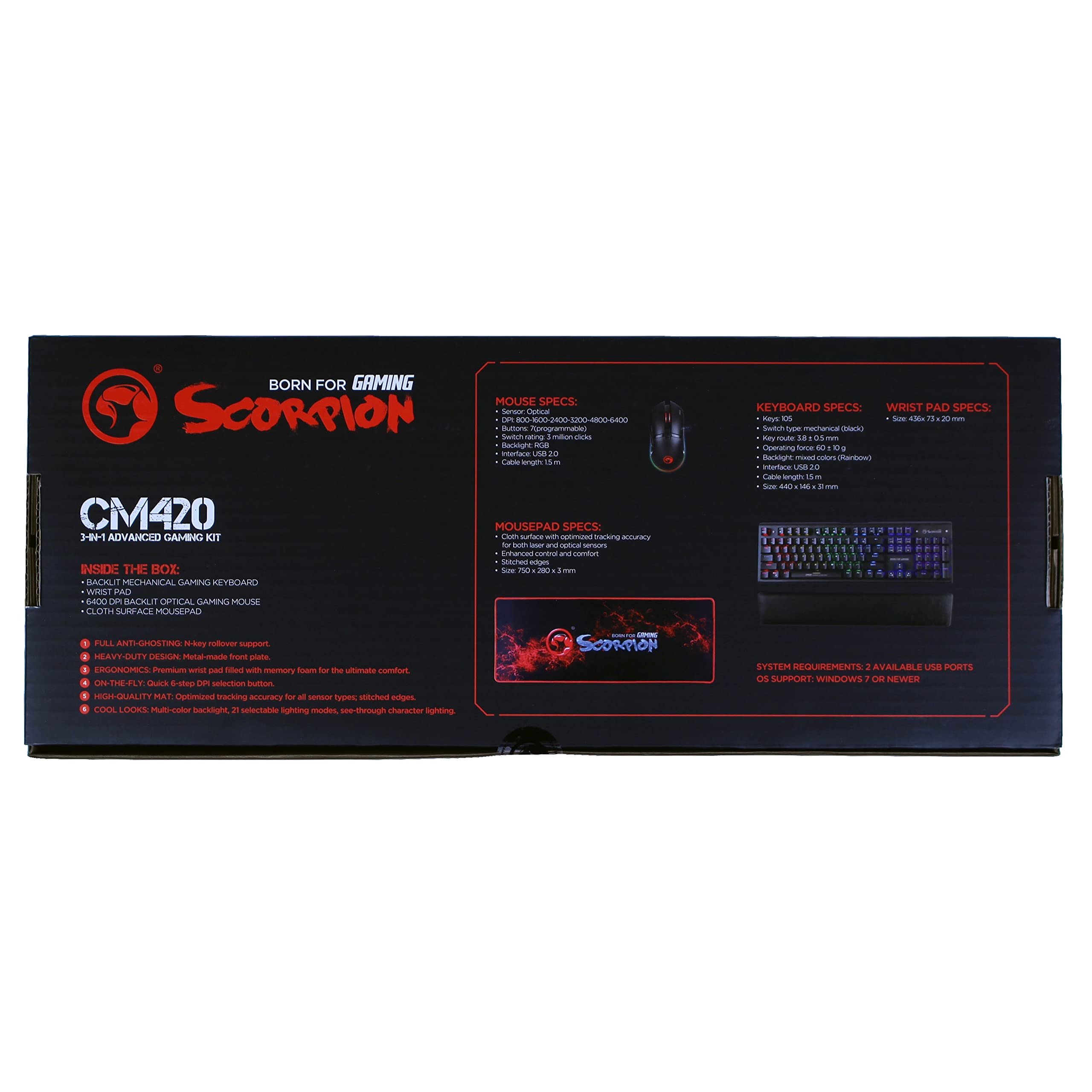 Marvo Scorpion CM420-UK 3-in-1 Gaming Kit - Wireless Gaming Mouse, Keyboard & Headset Combo for PC, PS4, PS5 - Perfect for Esports, Streaming & Home Office Setup
