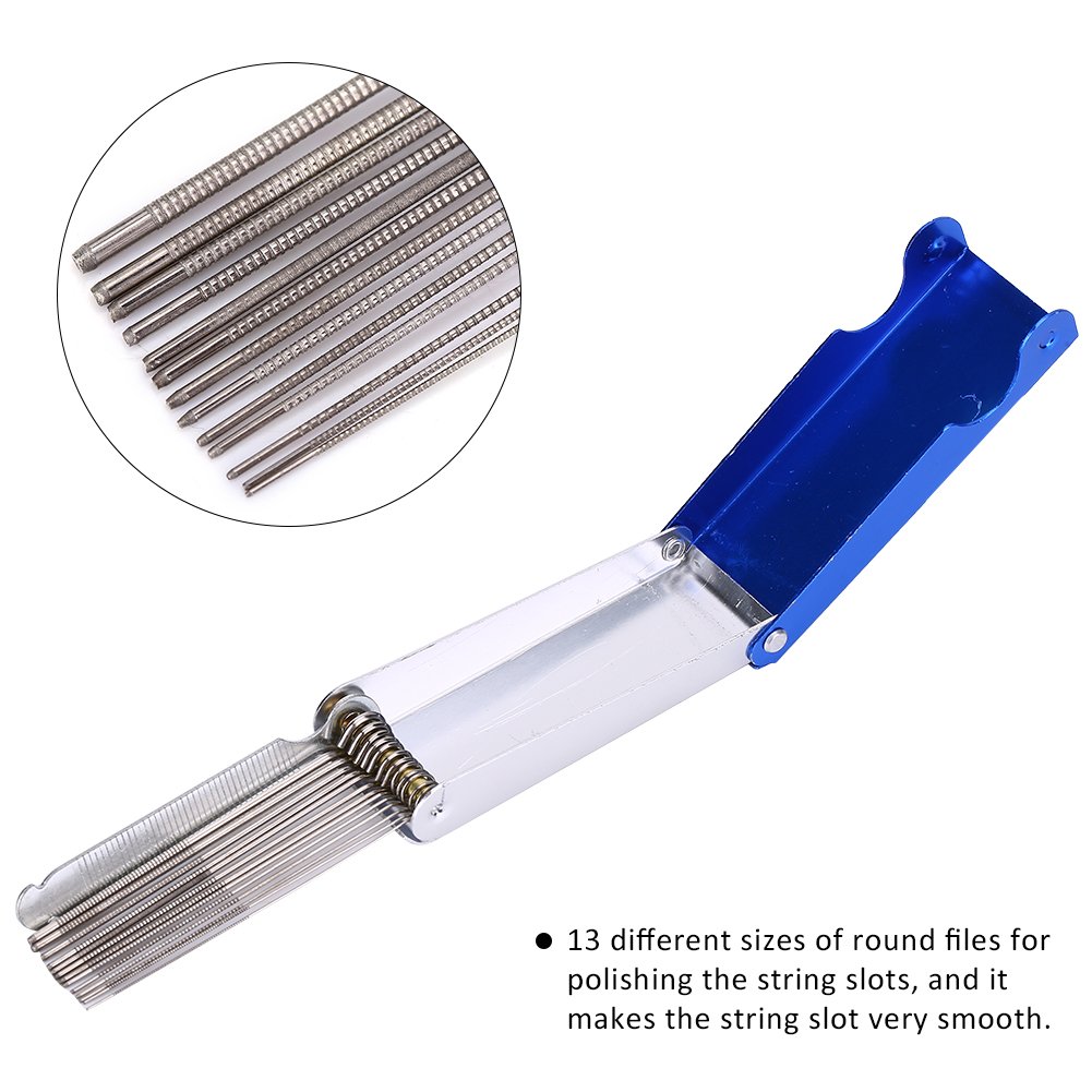 Bnineteenteam 13-Piece Guitar File Set - Precision Nut Slotting & Fret Files Kit for Guitar, Bass & Ukulele Repair - Professional Luthier Tools for DIY Maintenance & Instrument Setup