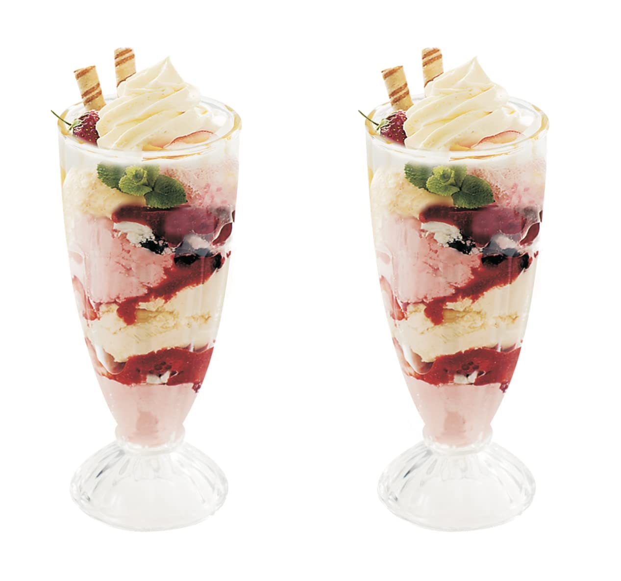 Royal Cuisine Set of 2 Premium 360ml Dessert Cups - Elegant Knickerbocker Glory Sundae Glasses, Long Cocktail Glasses & Milkshake Soda Glassware for Ice Cream, Parfaits, Smoothies & Party Desserts
