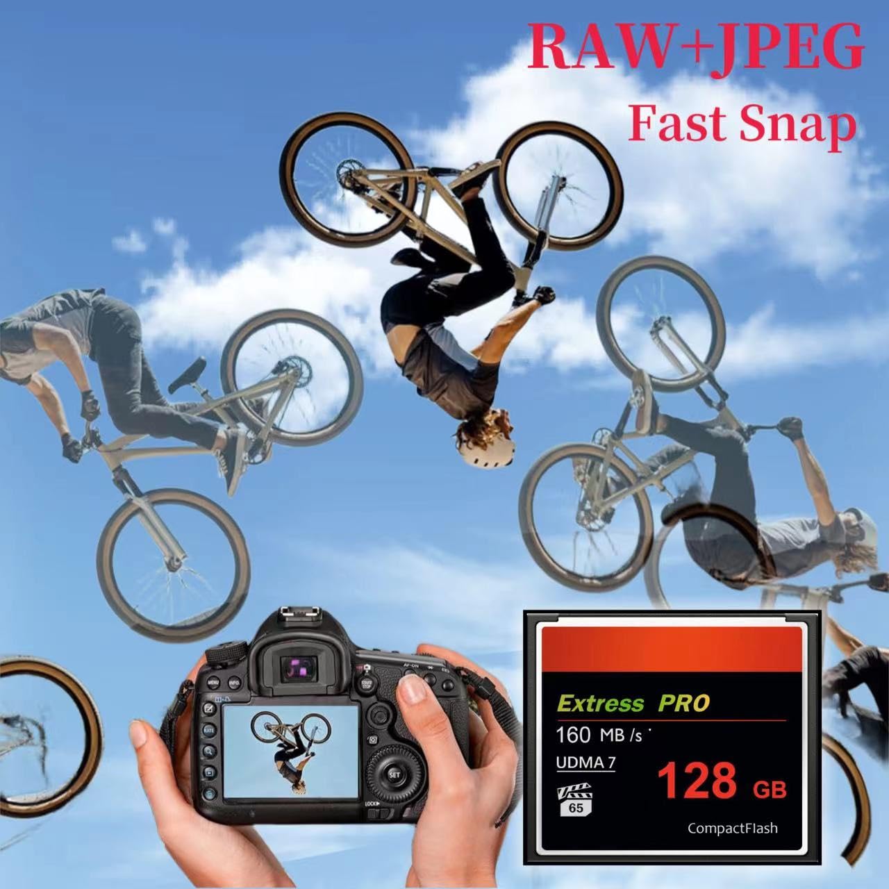 128GB CompactFlash Card - UDMA 160MB/s High-Speed CF Memory Card for DSLR & Professional Cameras - Perfect for 4K Video Recording & Burst Mode Photography