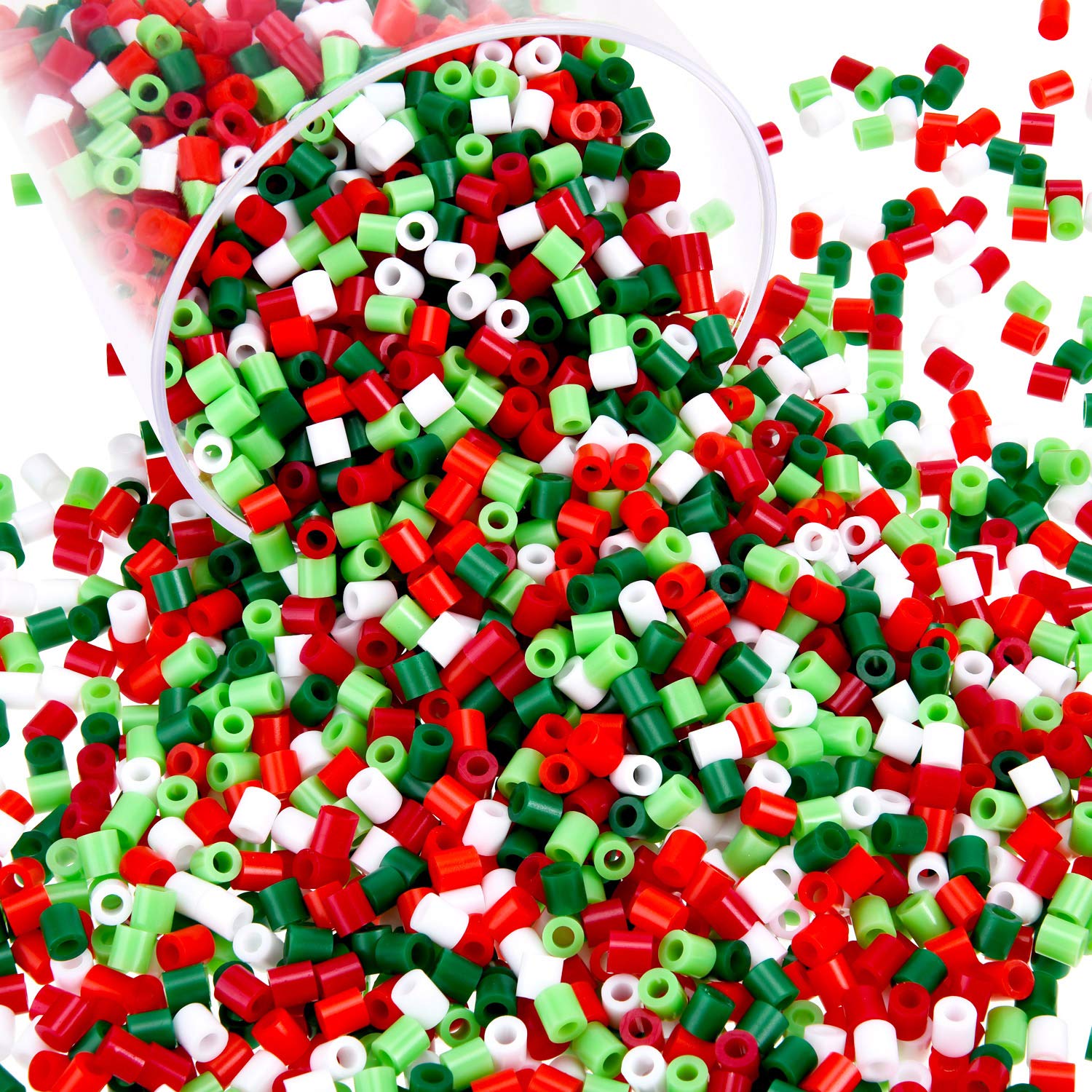 2800 Pcs Christmas Fuse Beads Kit - 5 Color Assorted Perler Beads with Storage Box for DIY Holiday Crafts, Tree Ornaments & Kids Art Projects | Perfect for Christmas Decorations, Party Favors & Creative Gift Making