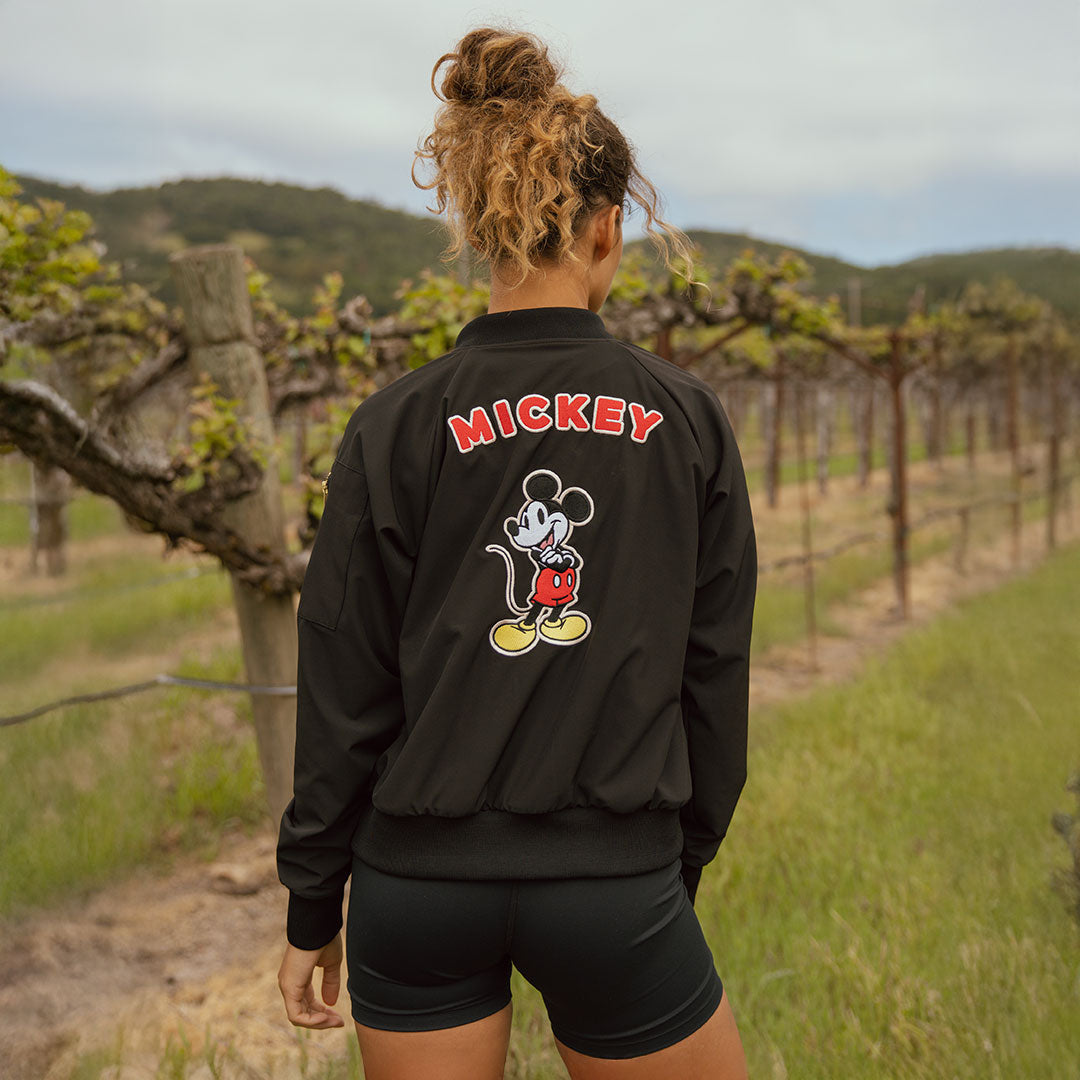 Disney Black Bomber Jacket for Men & Women - Stylish Vintage Aviator Jacket for Casual Wear & Cosplay