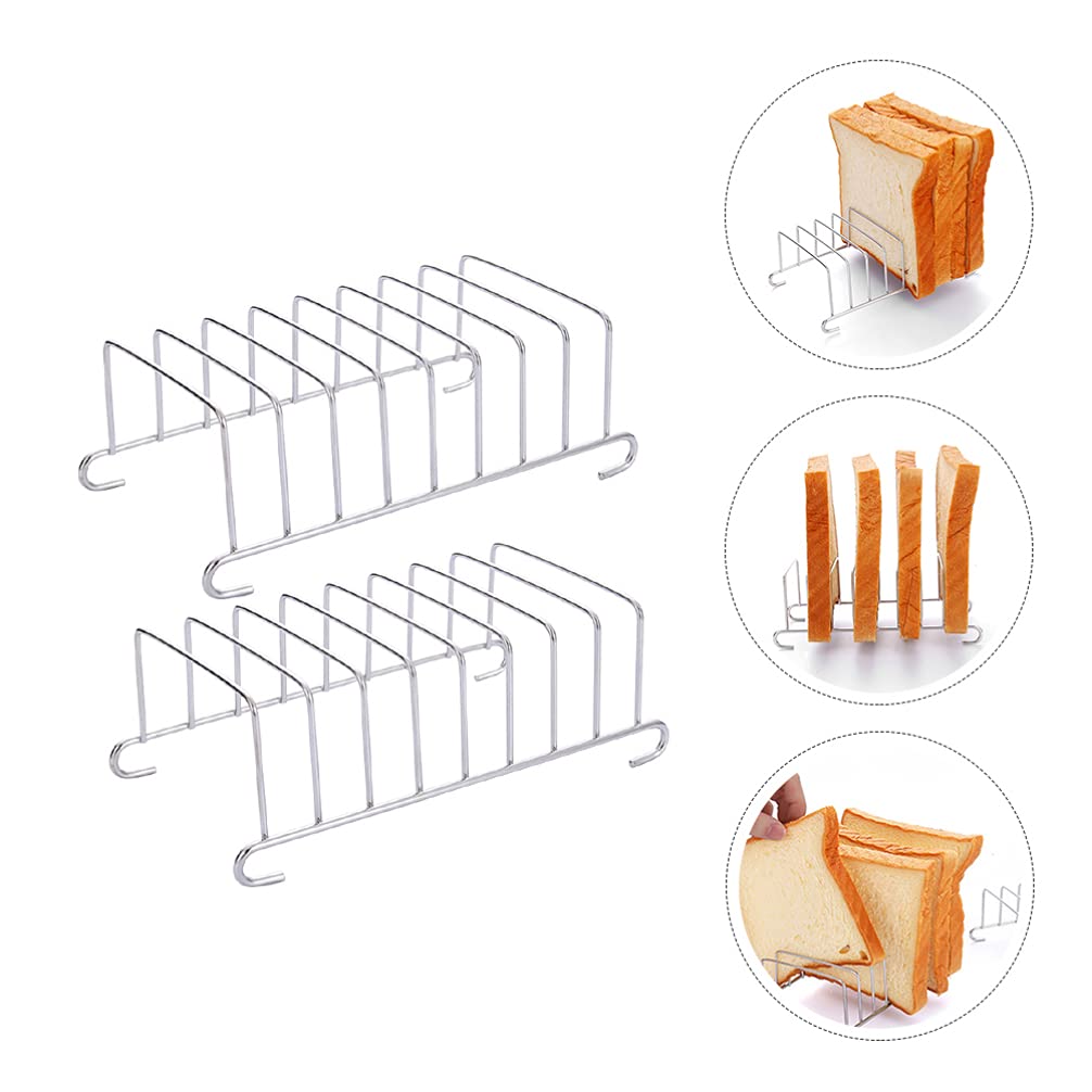 Stainless Steel Toast Stand & Bread Rack - 2 Pack Grill Accessories for Oven, Air Fryer, BBQ - Perfect for Toasting, Steaming, and Serving Bread Slices