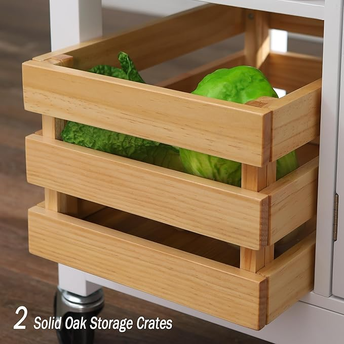 PHI VILLA 3-Tier Rolling Kitchen Island Cart with Storage Shelves & Wheels - Mobile Kitchen Organizer for Small Spaces, Pantry, Dining Room & Food Prep Station