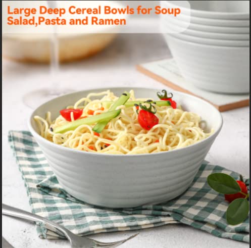 8-Pack Unbreakable Wheat Straw Cereal Bowls - 36oz Microwave & Dishwasher Safe Soup, Salad, Rice, Noodle, Oatmeal Bowls for Kitchen | Perfect for Family Meals, Camping & Dorm Use