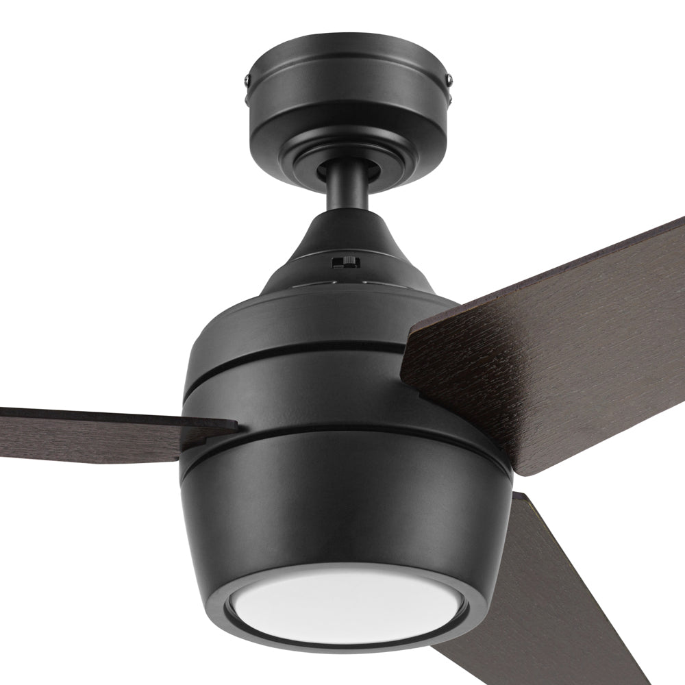 52 Inch Honeywell Eamon Matte Black Ceiling Fan with Light Kit and Remote Control - Quiet DC Motor, Energy Efficient, Perfect for Living Room, Bedroom, and Outdoor Covered Patio