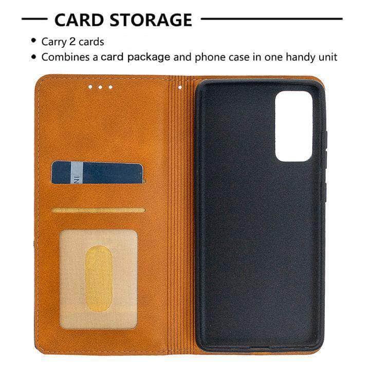 Samsung Galaxy S20 FE Lite Leather Magnetic Flip Cover Case - Slim Protective Wallet Stand for Phone, Perfect for Work, Travel & Daily Use