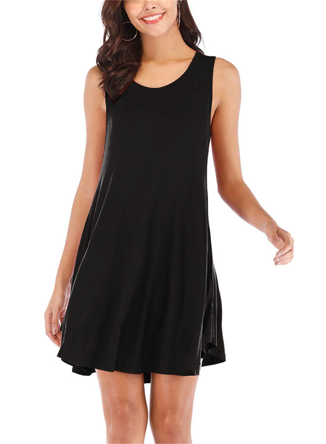 Shenbolen Women's Summer Casual Crewneck T-Shirt Dress - Beach Cover Up, Loose Fit, Comfortable & Stylish for Outings, Travel, and Relaxation
